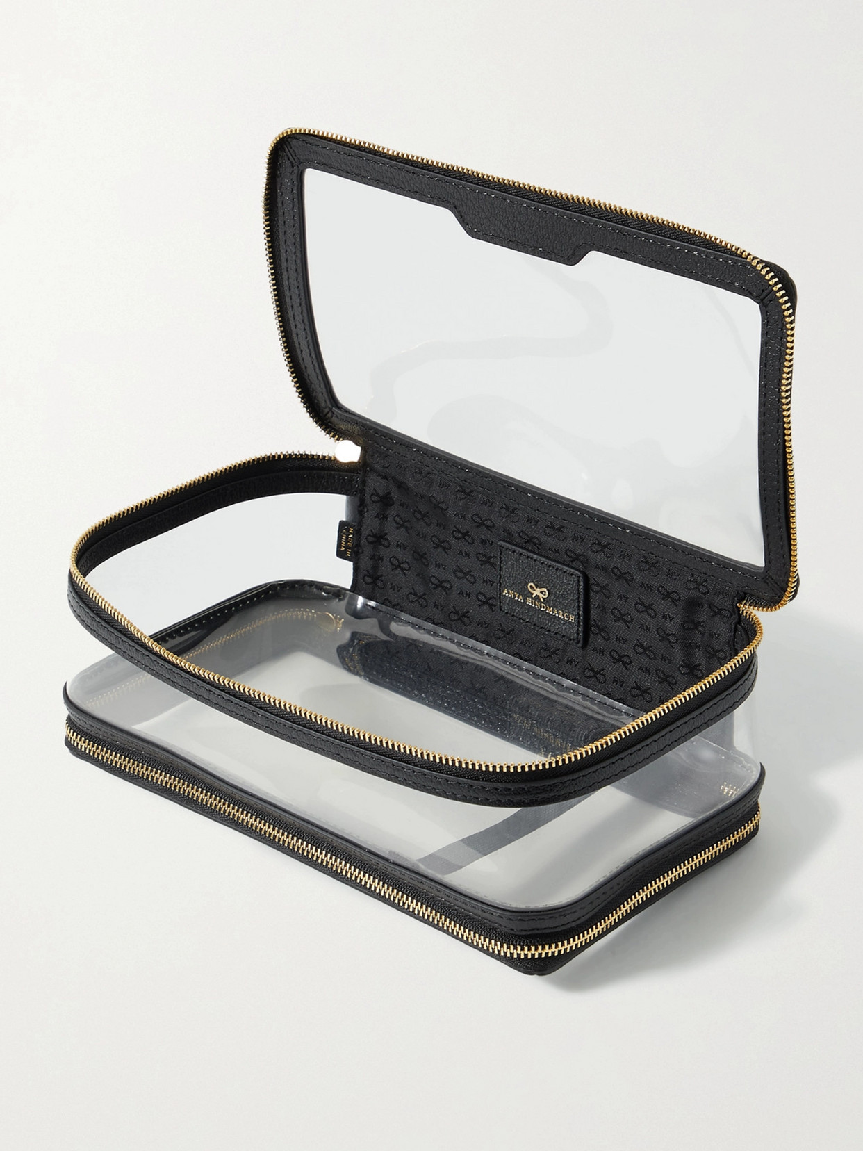 Shop Anya Hindmarch In-flight Leather-trimmed Pvc Cosmetics Case In Neutrals