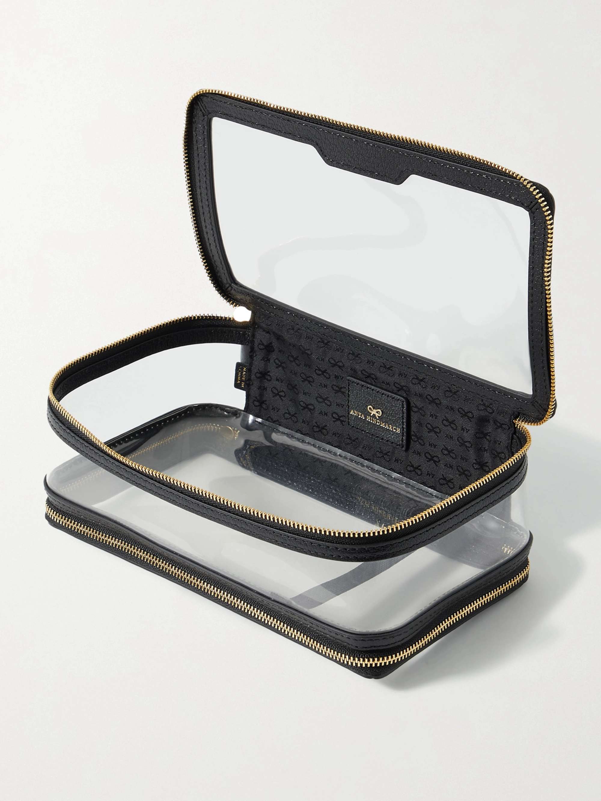 ANYA HINDMARCH In-Flight leather-trimmed PVC cosmetics case