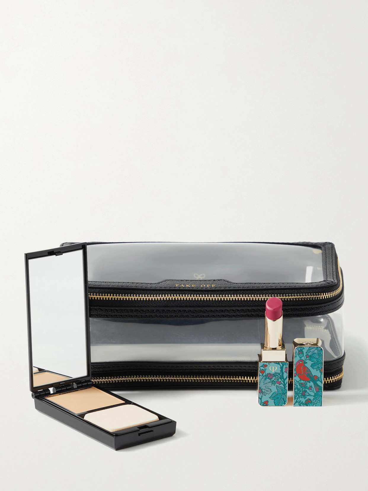 Anya Hindmarch In-flight Leather-trimmed Pvc Cosmetics Case In Neutrals