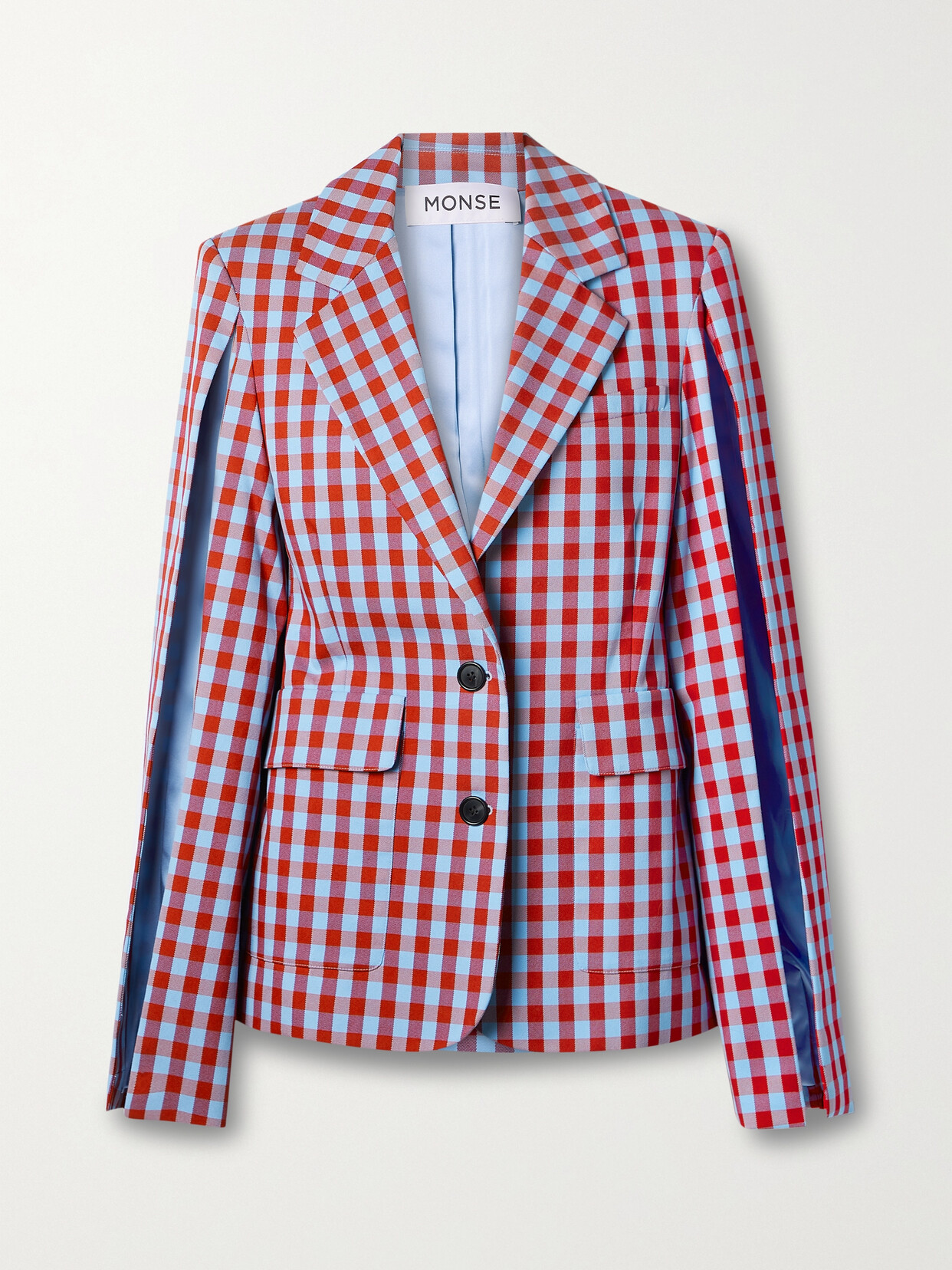 Monse - Cape-effect Checked Cotton-blend Twill Blazer - Red