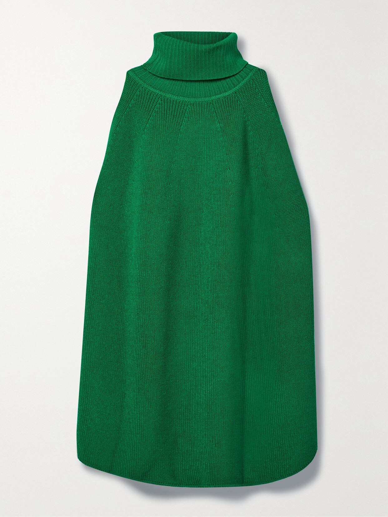 Monse - Cold-shoulder Knitted Turtleneck Poncho - Green