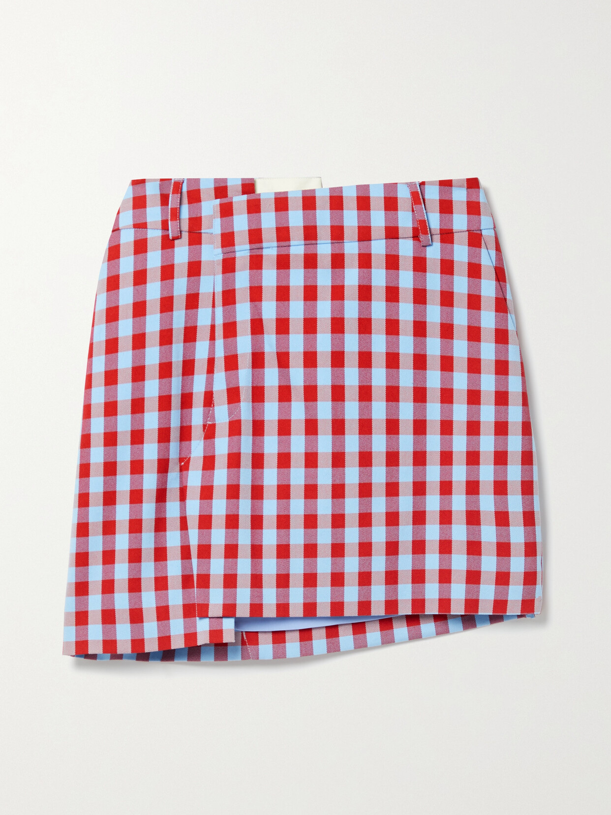 Monse - Asymmetric Checked Cotton-blend Twill Mini Skirt - Red