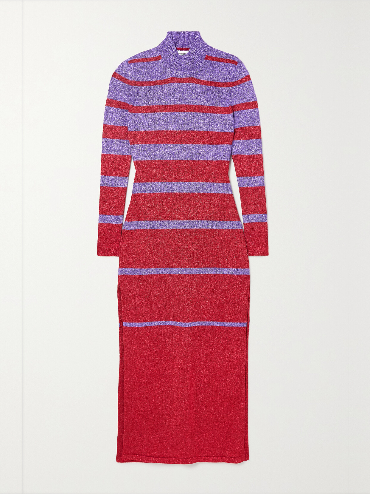 Rabanne - Striped Metallic Knit Maxi Dress - Purple