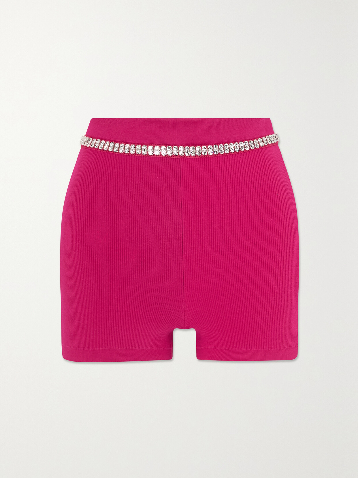 Paco Rabanne - Crystal-embellished Ribbed-jersey Shorts - Pink