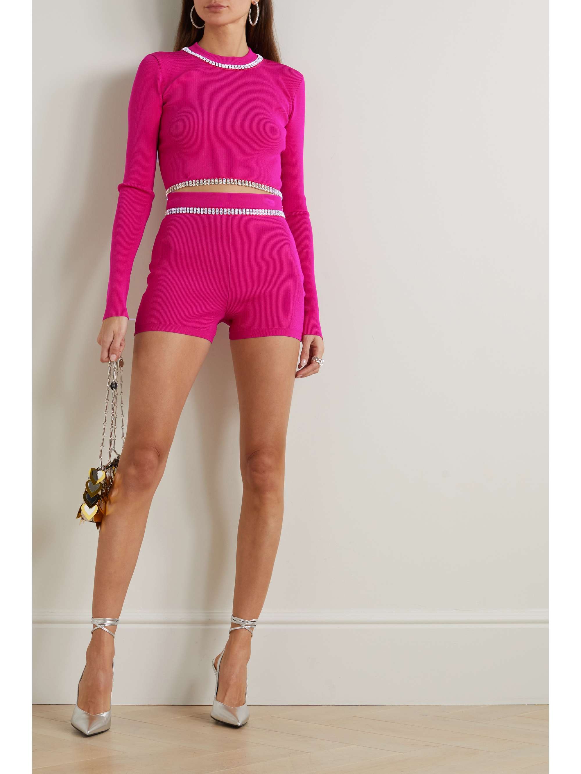 PACO RABANNE Cropped embellished ribbed-knit sweater | NET-A-PORTER