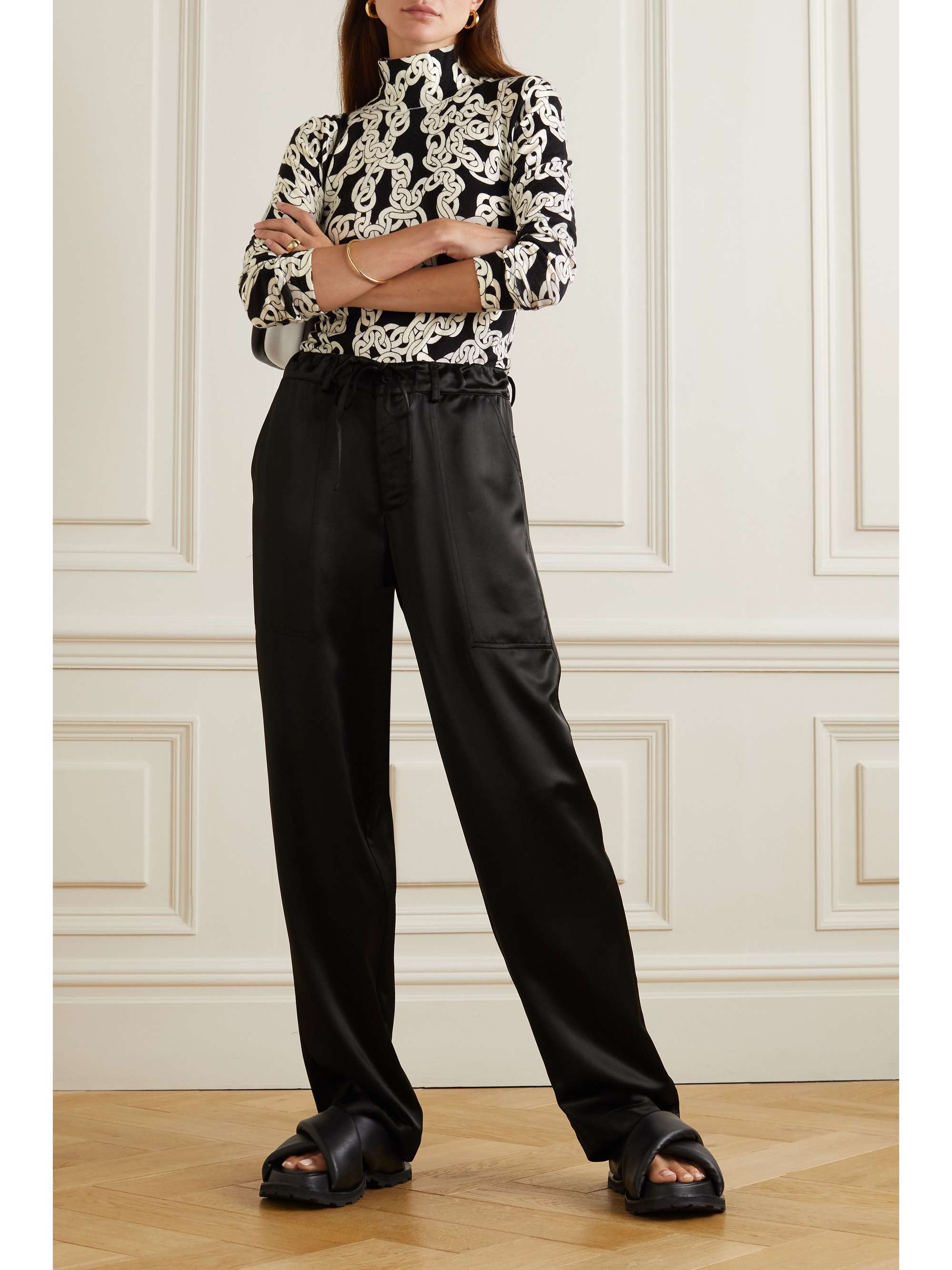 Black Brandy jacquard-knit merino wool 
