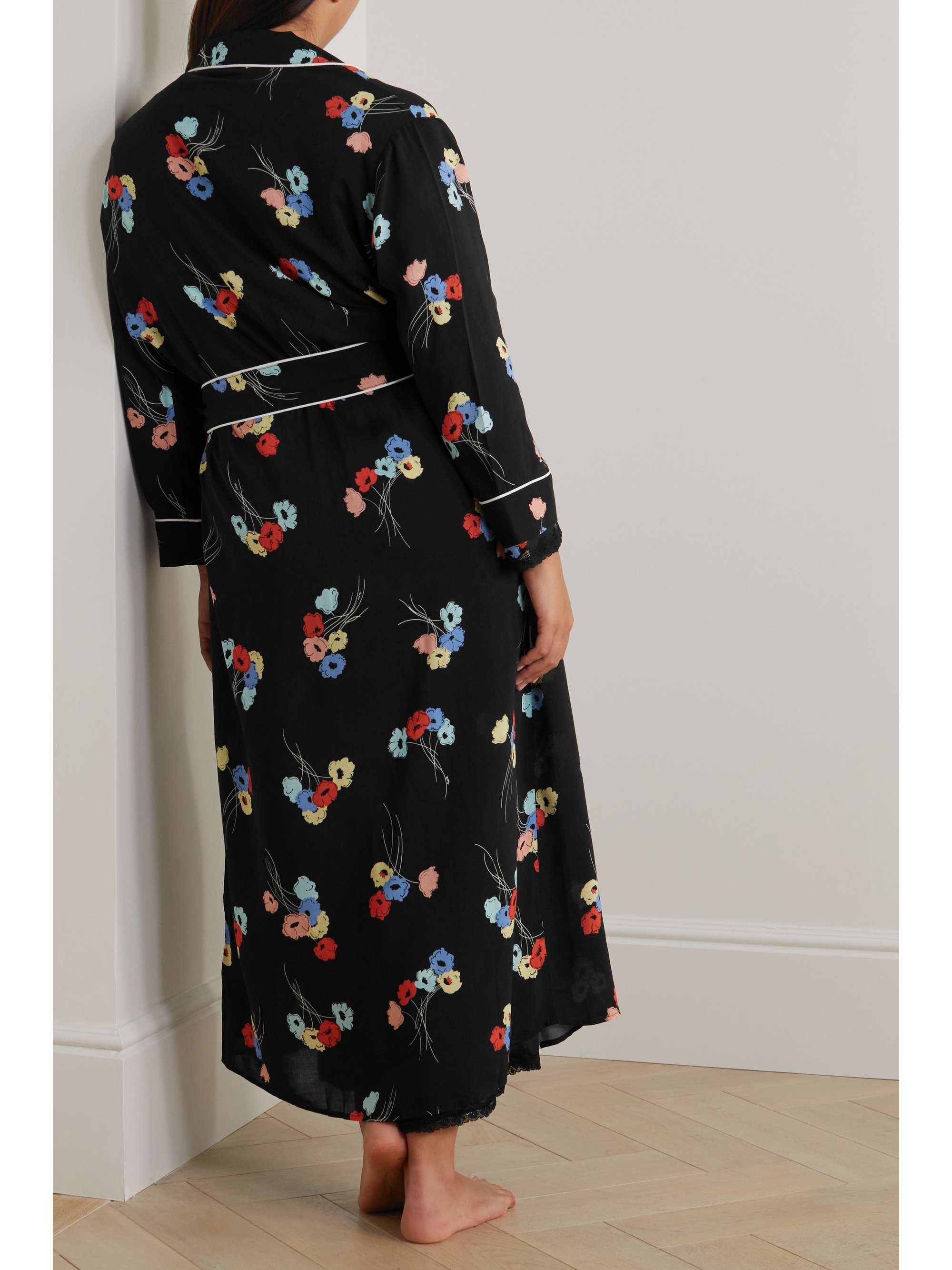 RIXO Marta belted floral-print crepe robe