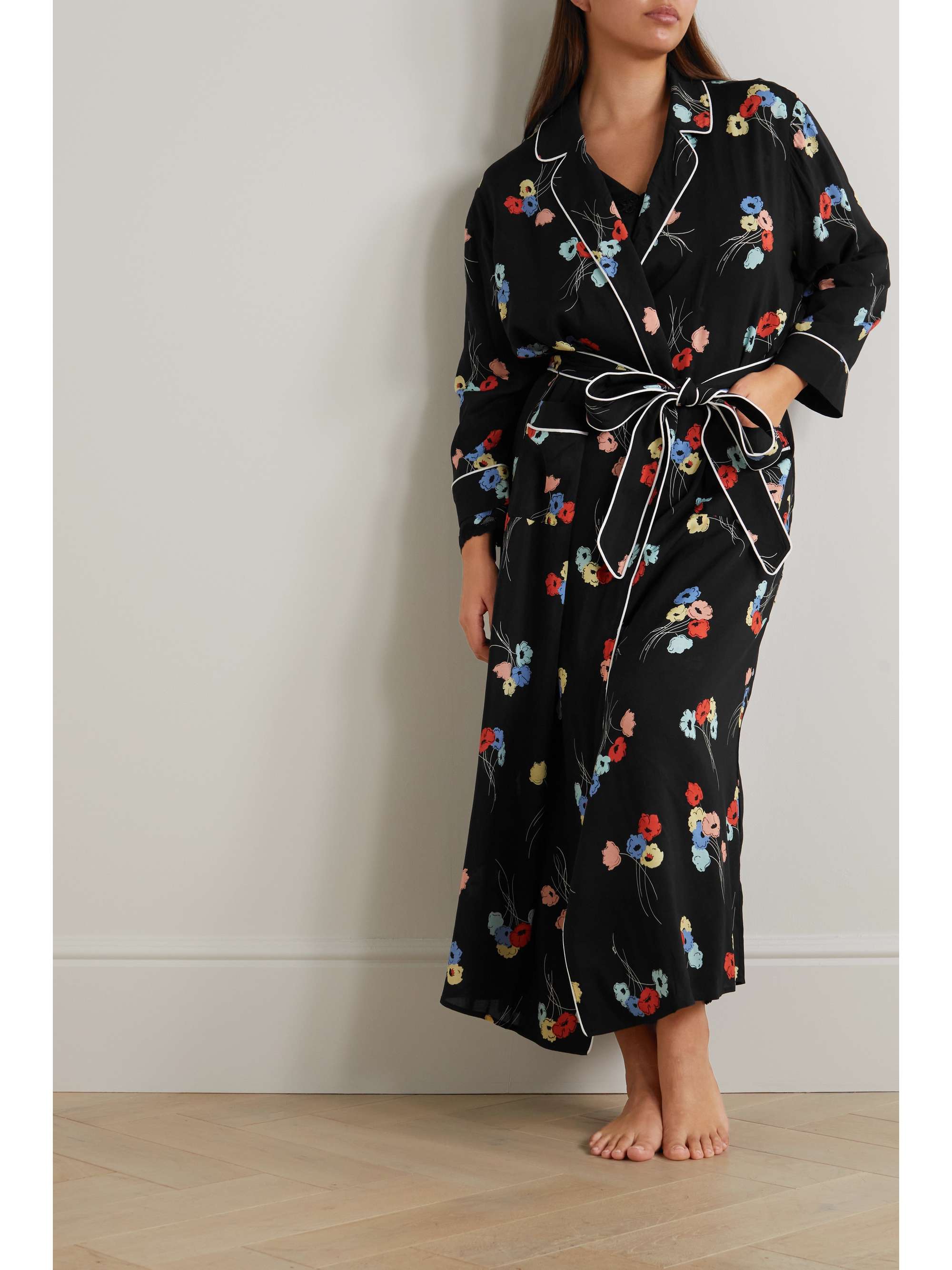 RIXO Marta belted floral-print crepe robe