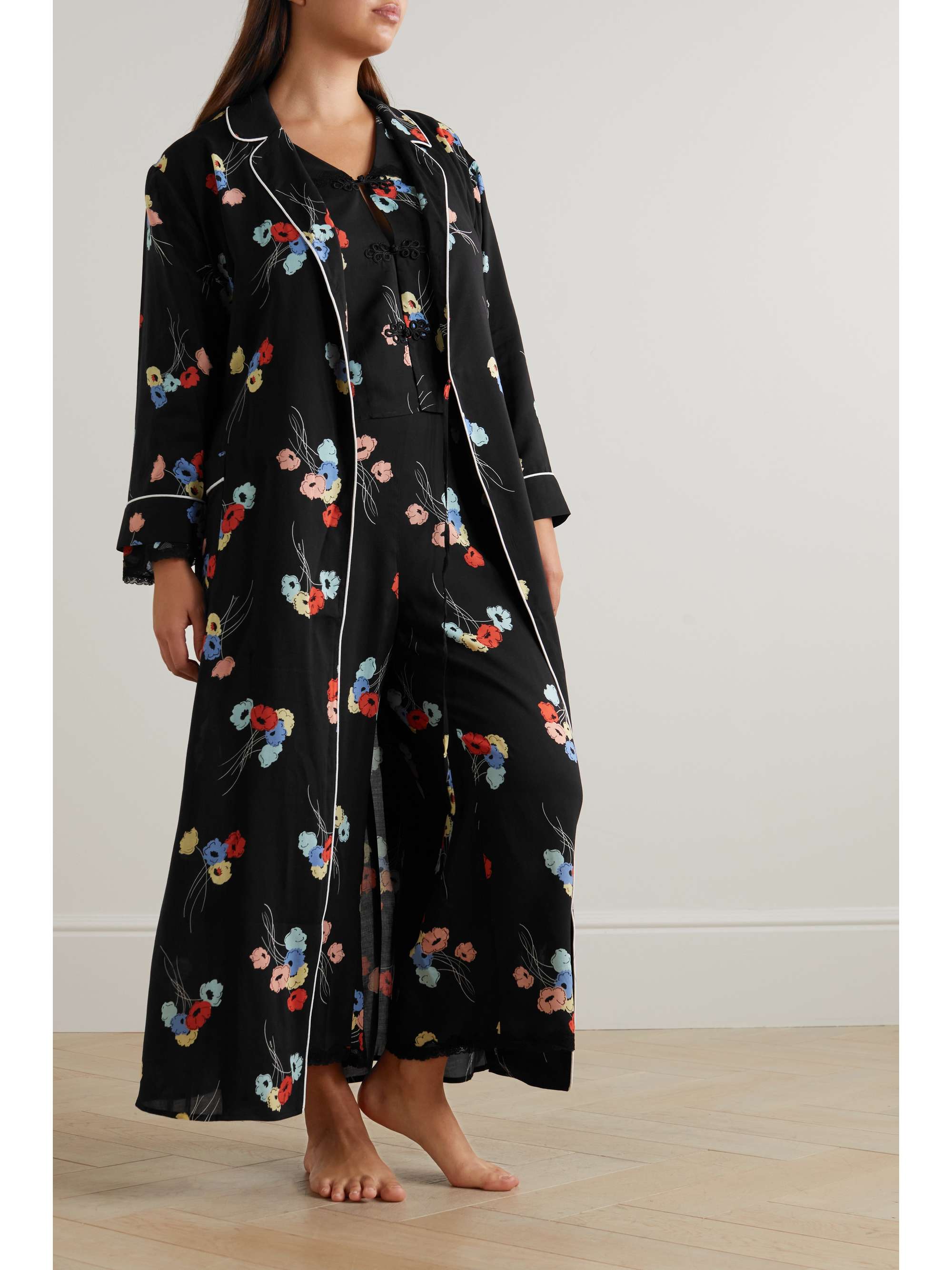 RIXO Marta belted floral-print crepe robe