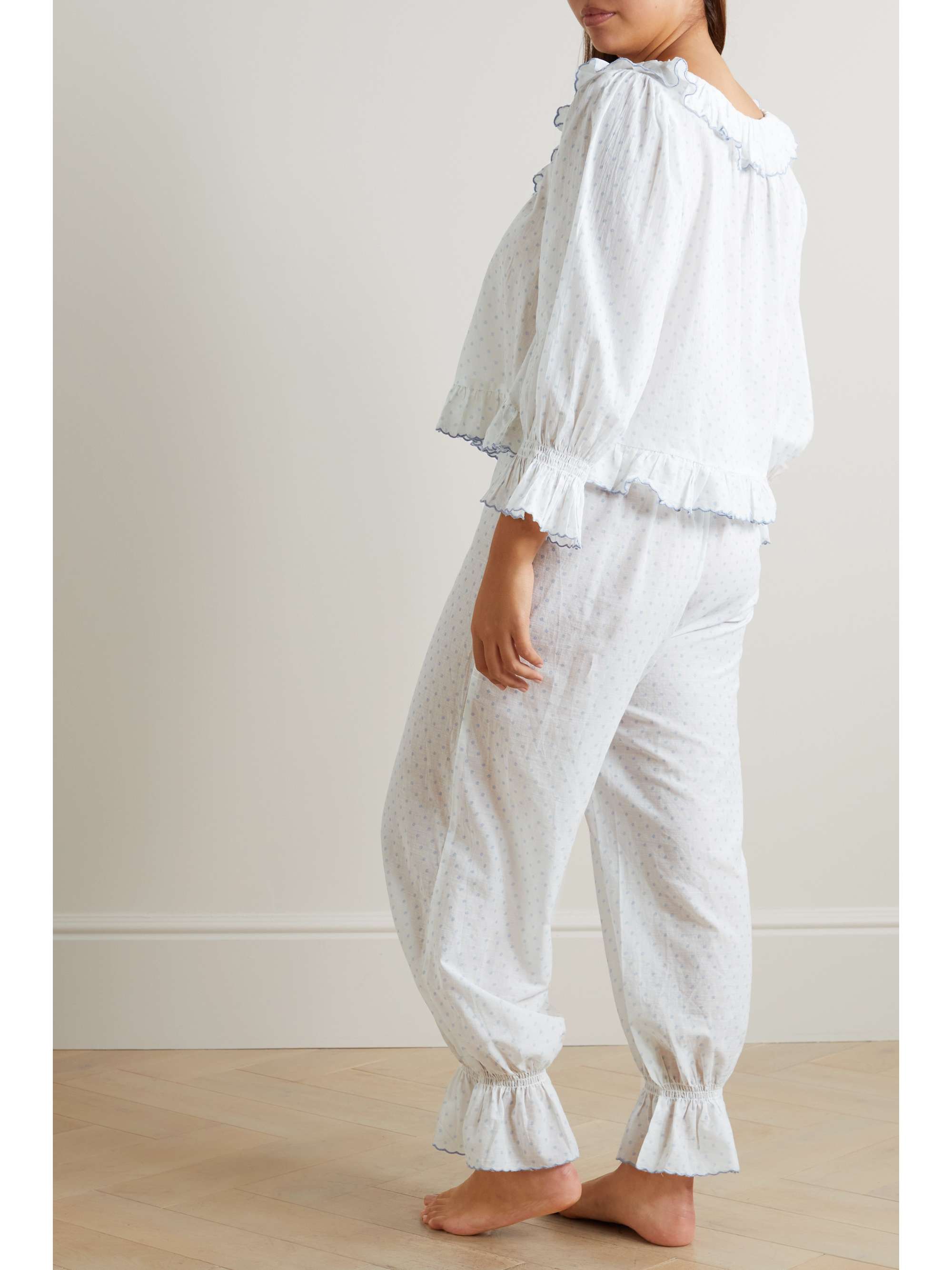 RIXO Bobbie polka-dot cotton-voile pajama set