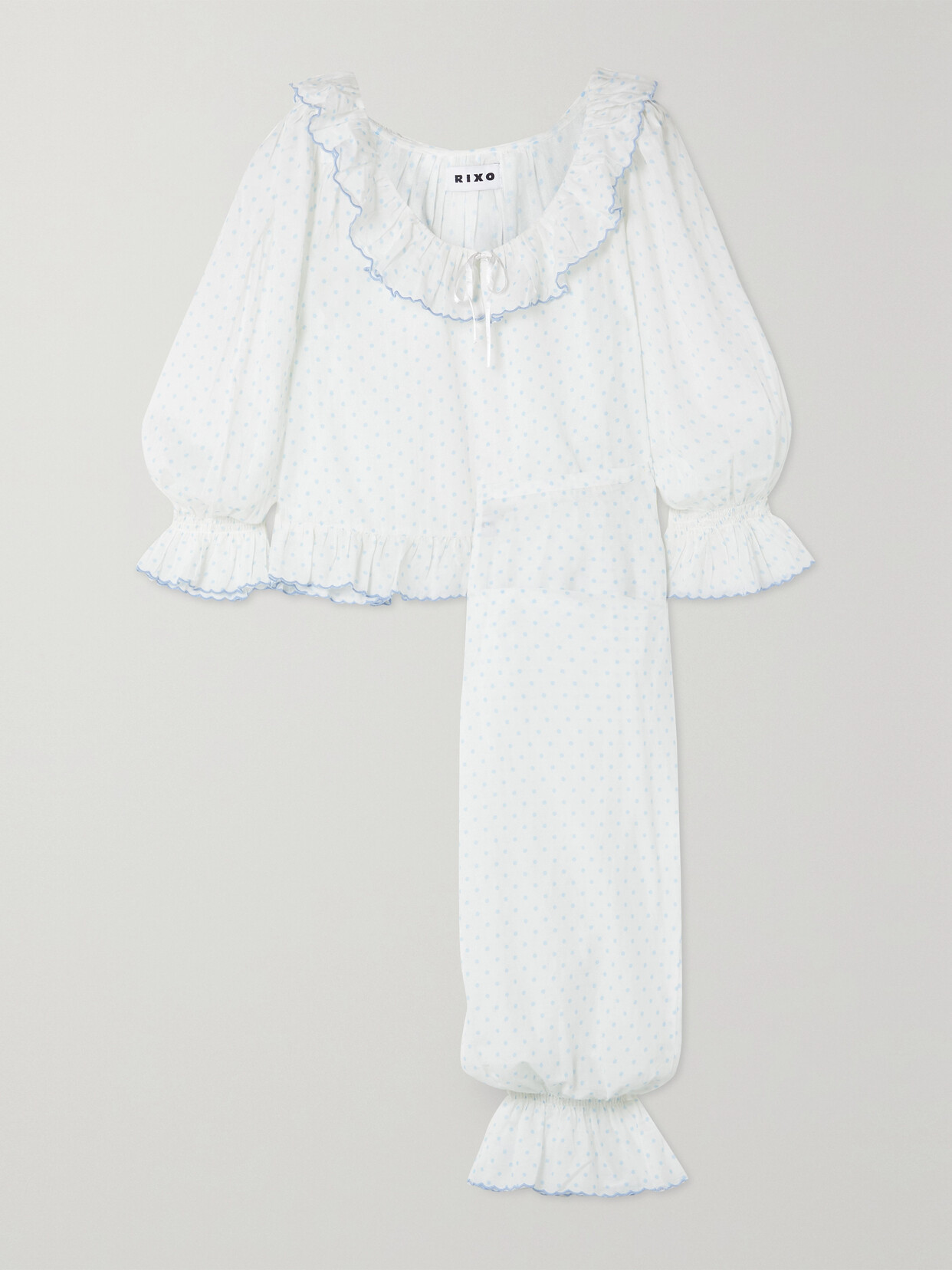 RIXO - Bobbie Polka-dot Cotton-voile Pajama Set - Blue