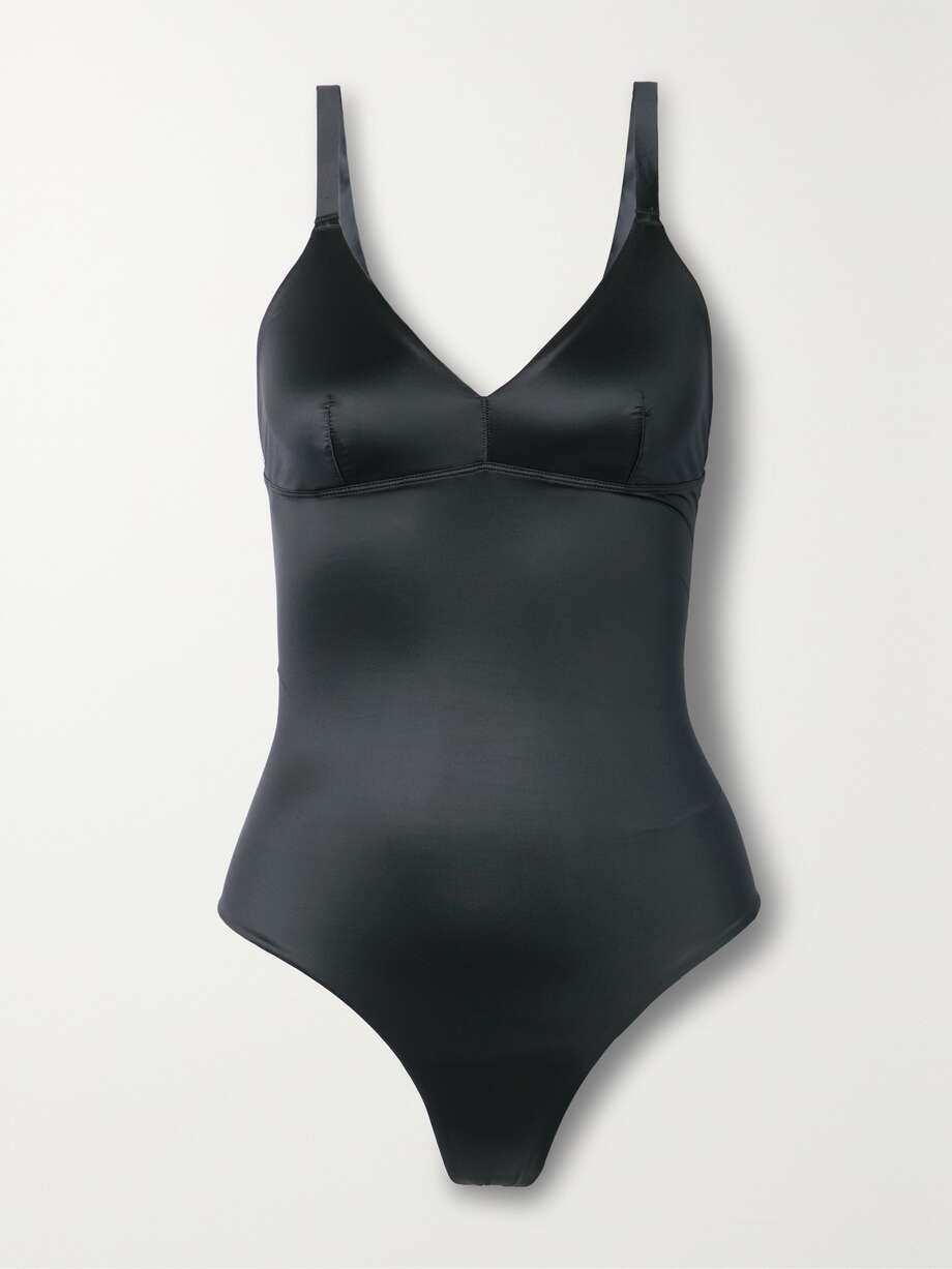 net-a-porter.com | Shaping stretch-satin thong bodysuit