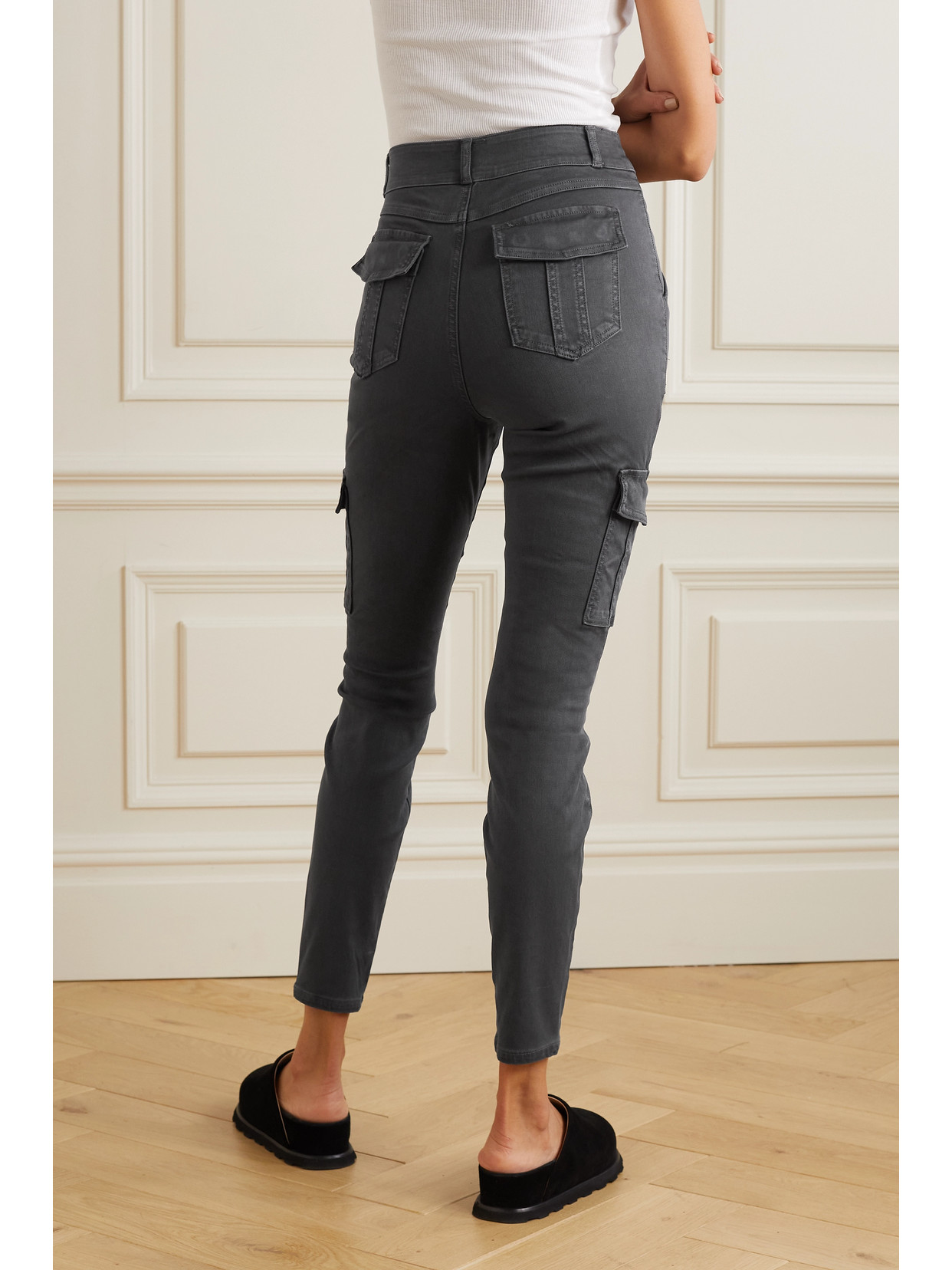 Shop Spanx Twill Tapered Cargo Pants In Black