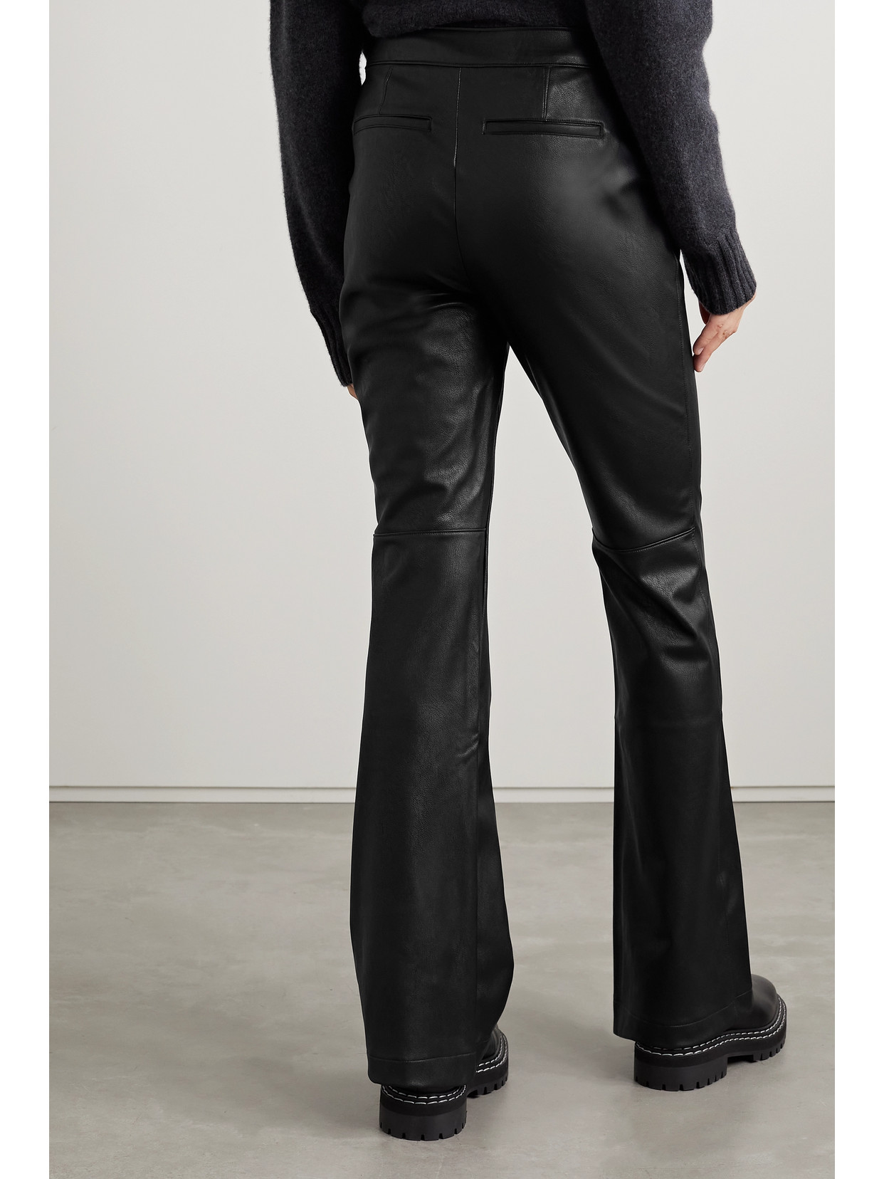 Spanx Womens Noir Black Leather-like Flare Pant M In Black