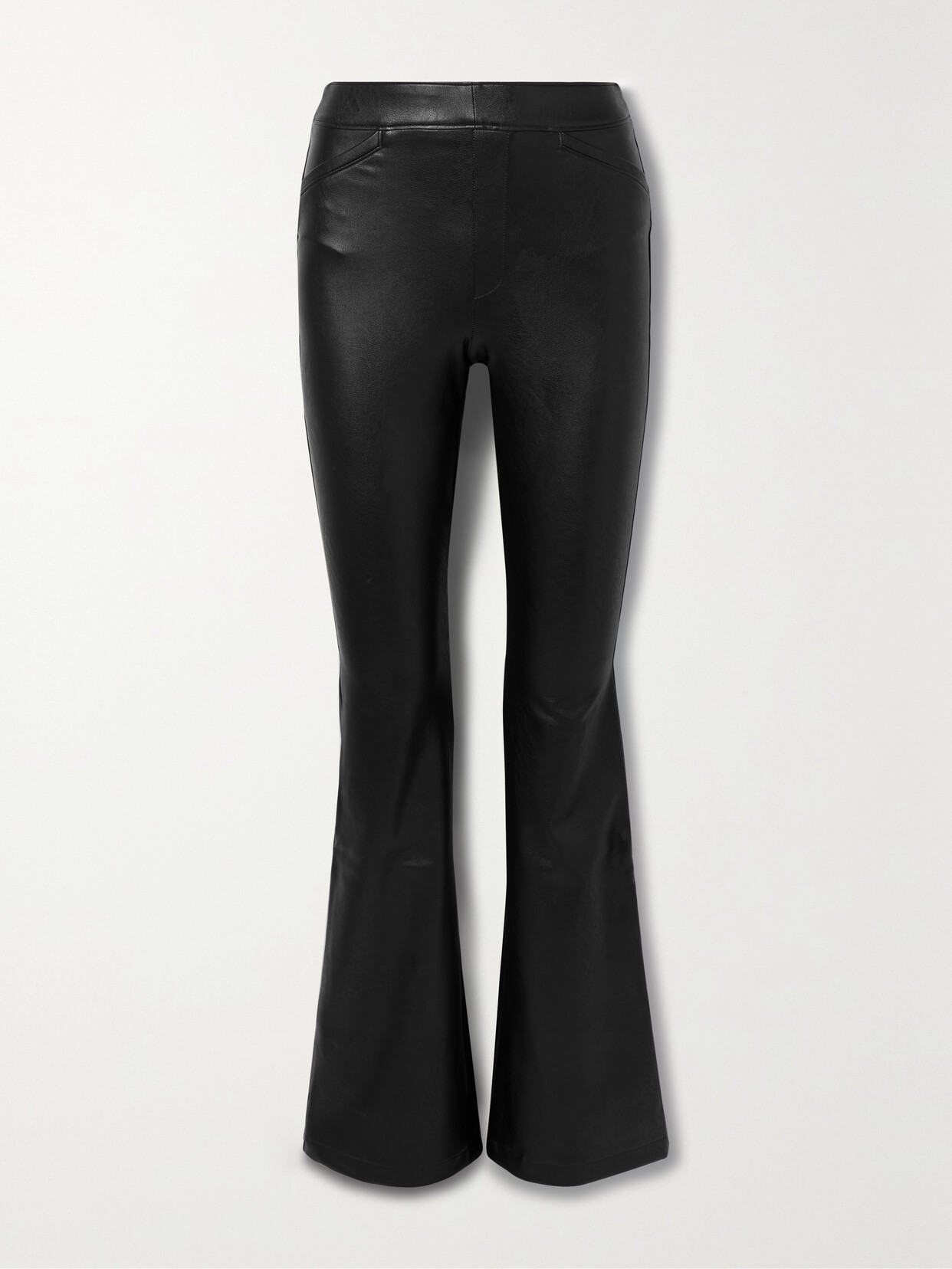 Shop Spanx Faux Stretch-leather Flared Pants In Black