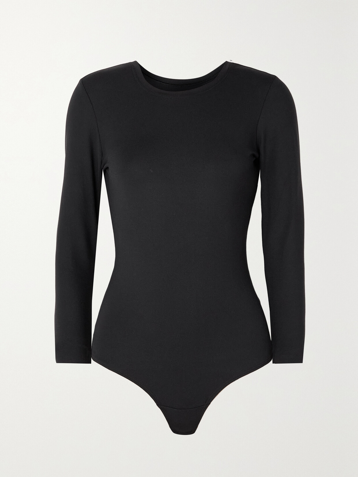 Spanx Suit Yourself Ribbed Crew Neck Short Sleeve Smoother Bodysuit In Black