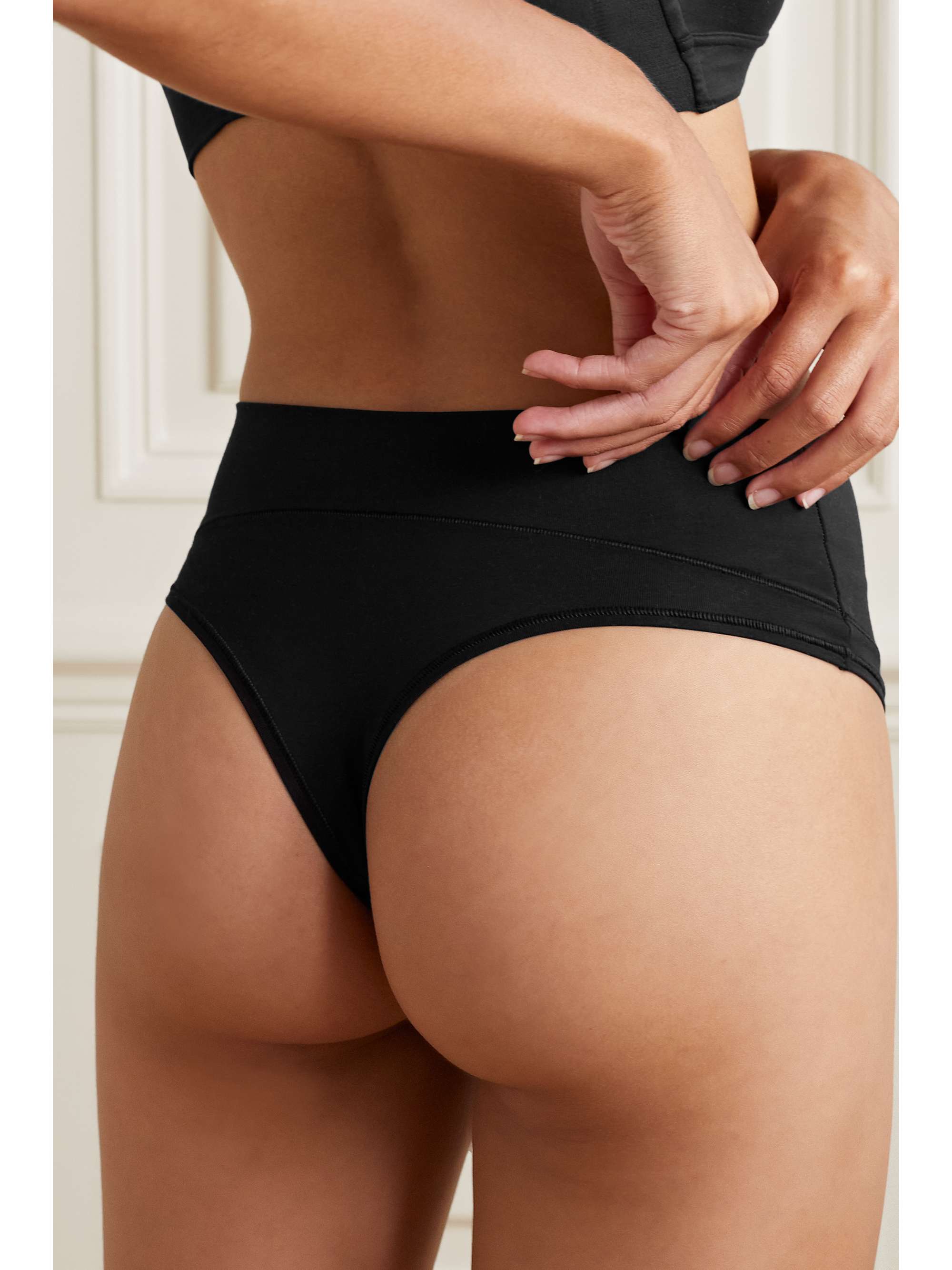 SPANX Control set of three stretch-cotton and modal-blend jersey thongs