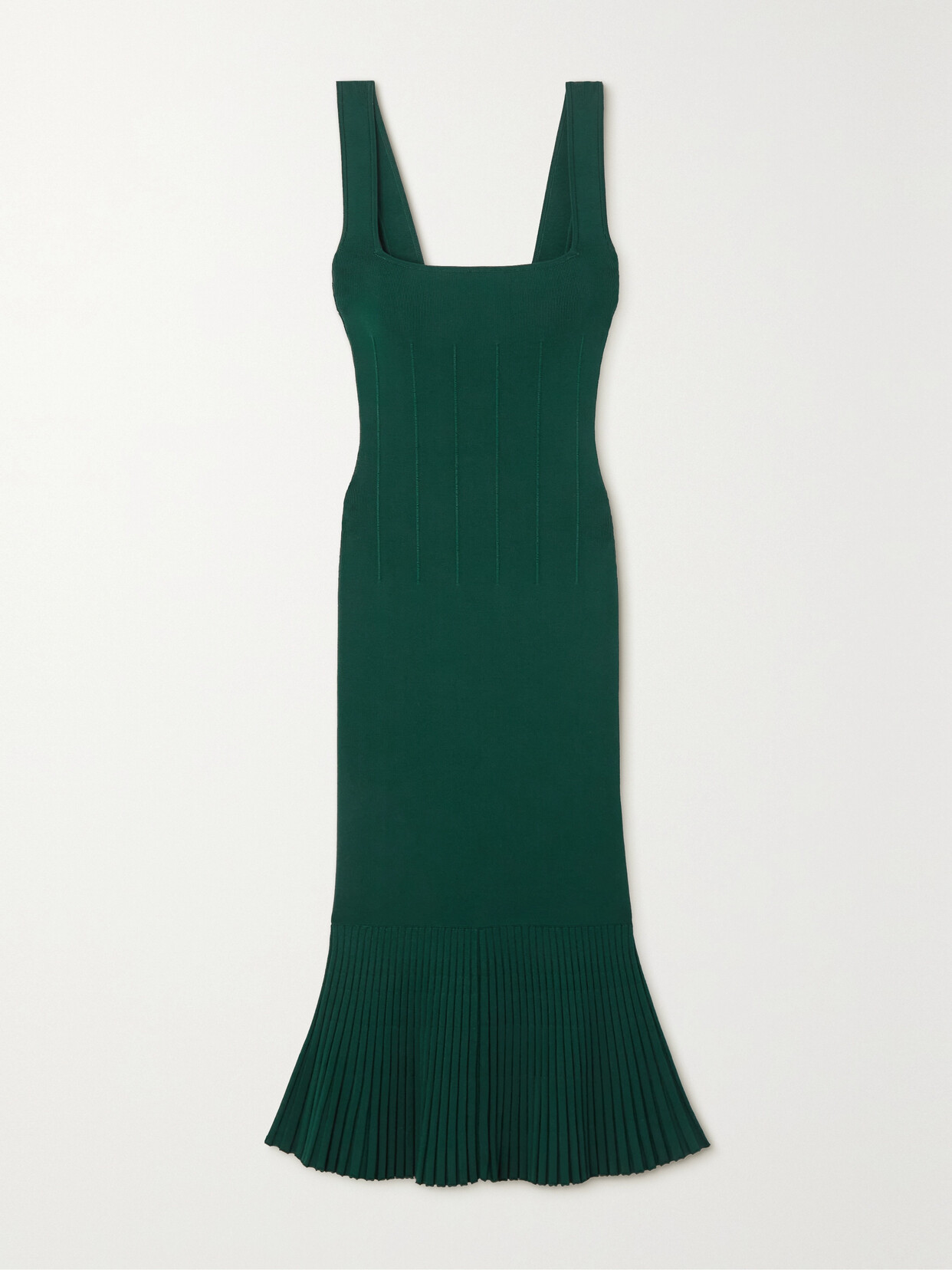 Galvan - Atalanta Pleated Stretch-knit Midi Dress - Green