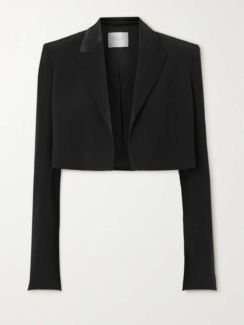 Galvan Zengel Cropped Satin-trimmed Crepe Blazer