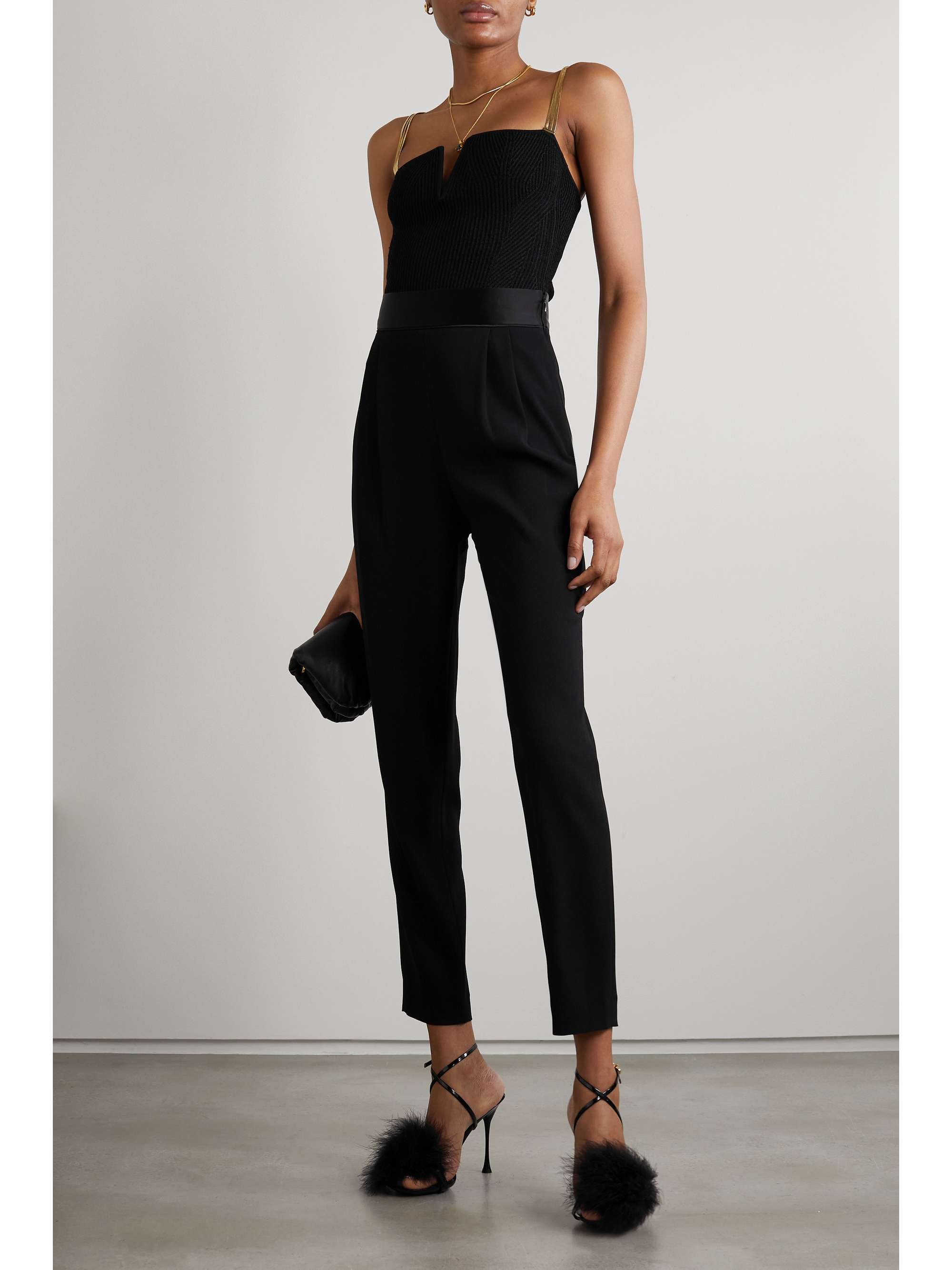 GALVAN Galvanized Ophelia chain-embellished ribbed-knit top