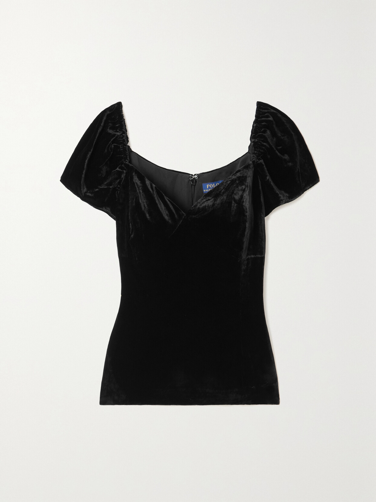 Polo Ralph Lauren Sweetheart Neck Stretch Velvet Top In Polo Black