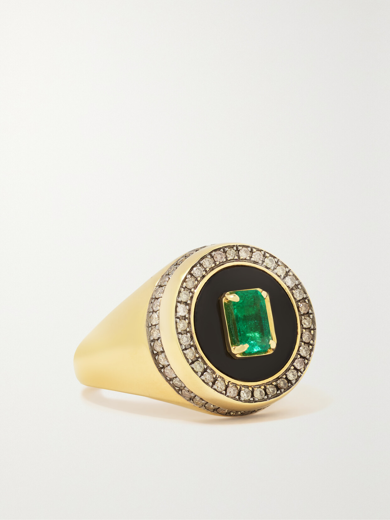 State Property - Aebi 18-karat Gold Multi-stone Signet Ring - Green