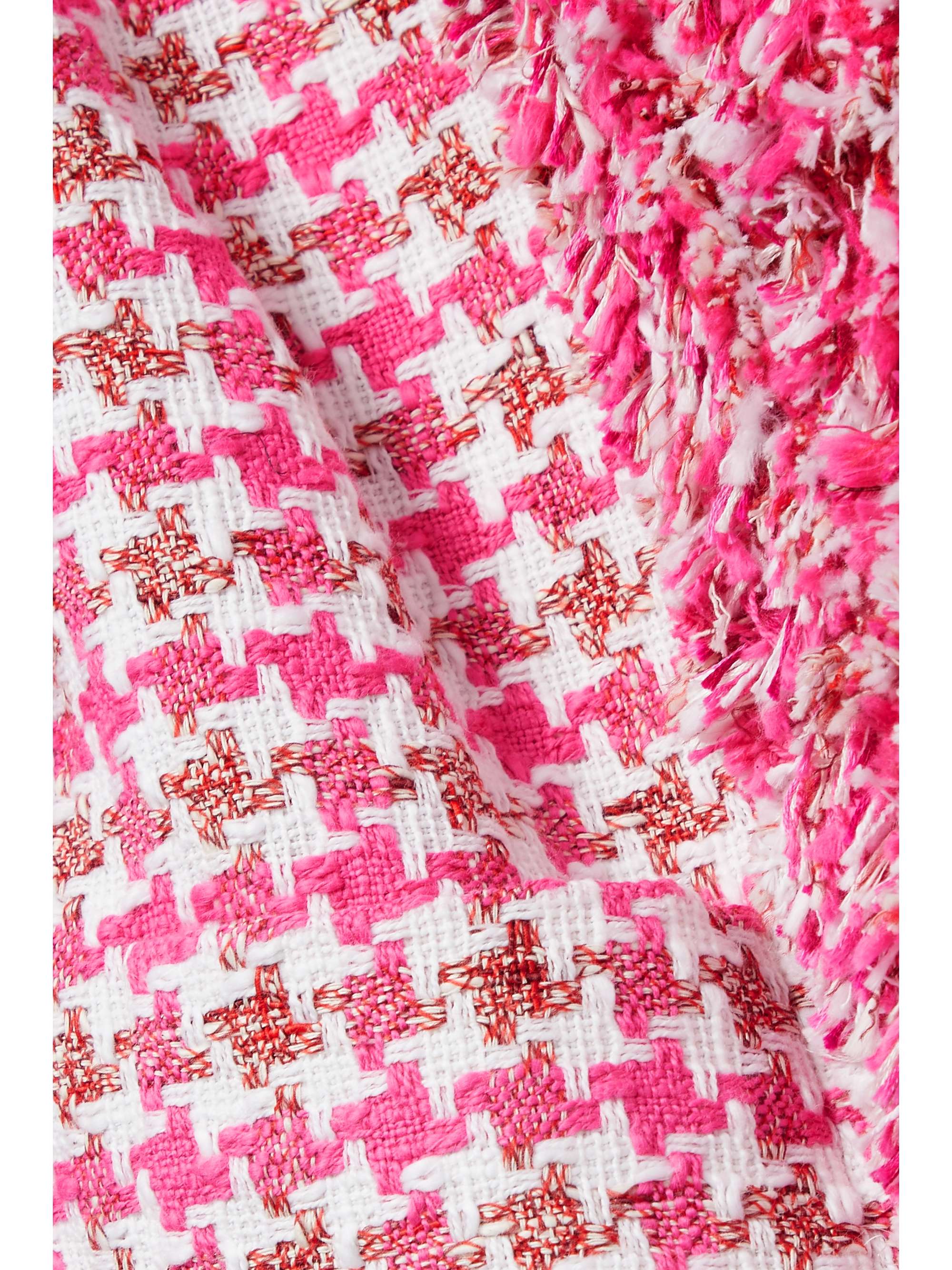 CAROLINA HERRERA Frayed houndstooth cotton-blend bouclé jacket