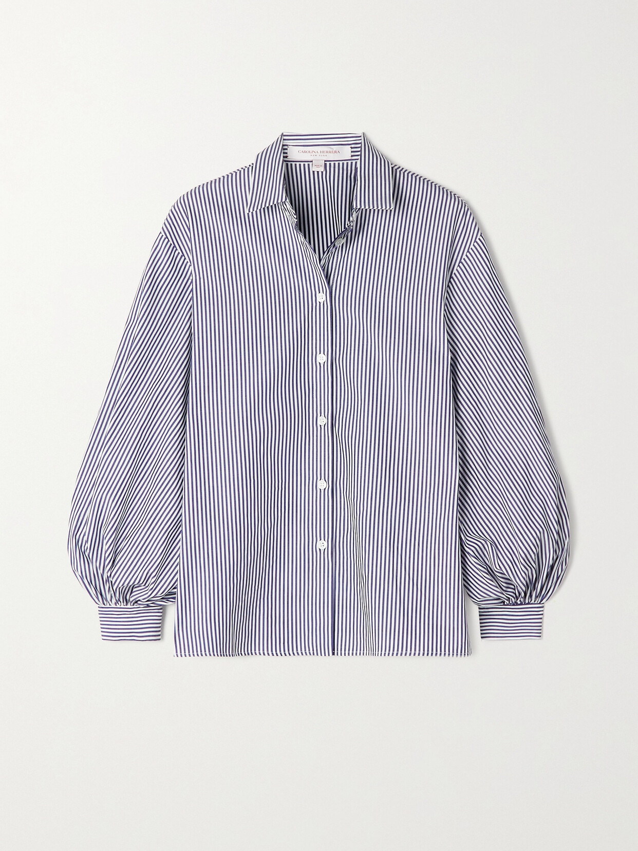 Carolina Herrera - Striped Cotton-poplin Shirt - Blue