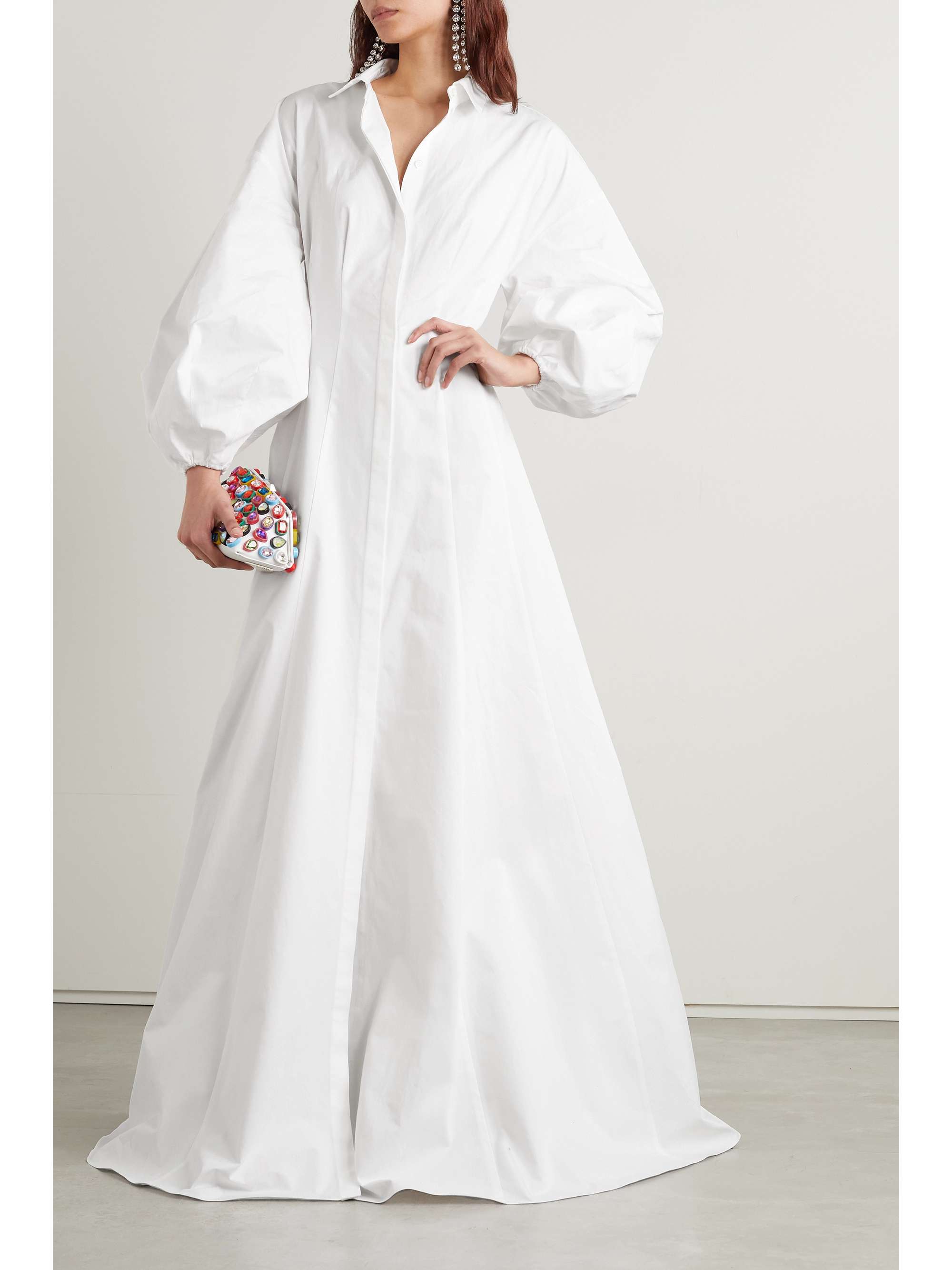 CAROLINA HERRERA Pleated cotton-poplin gown