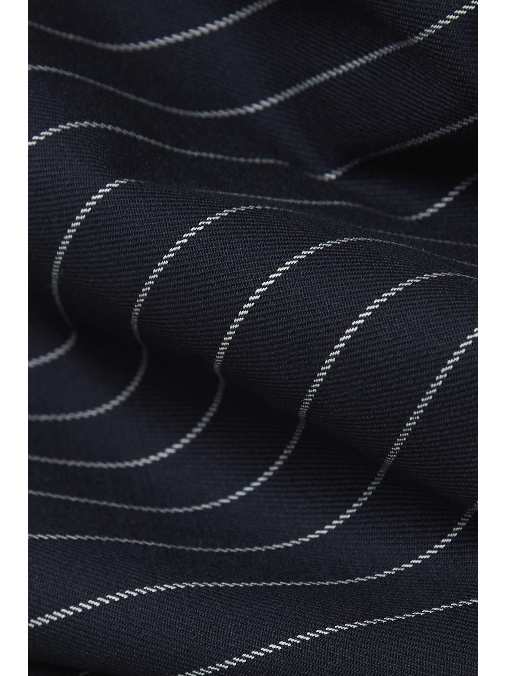 CAROLINA HERRERA Pinstriped one-shoulder cropped wool-blend twill top