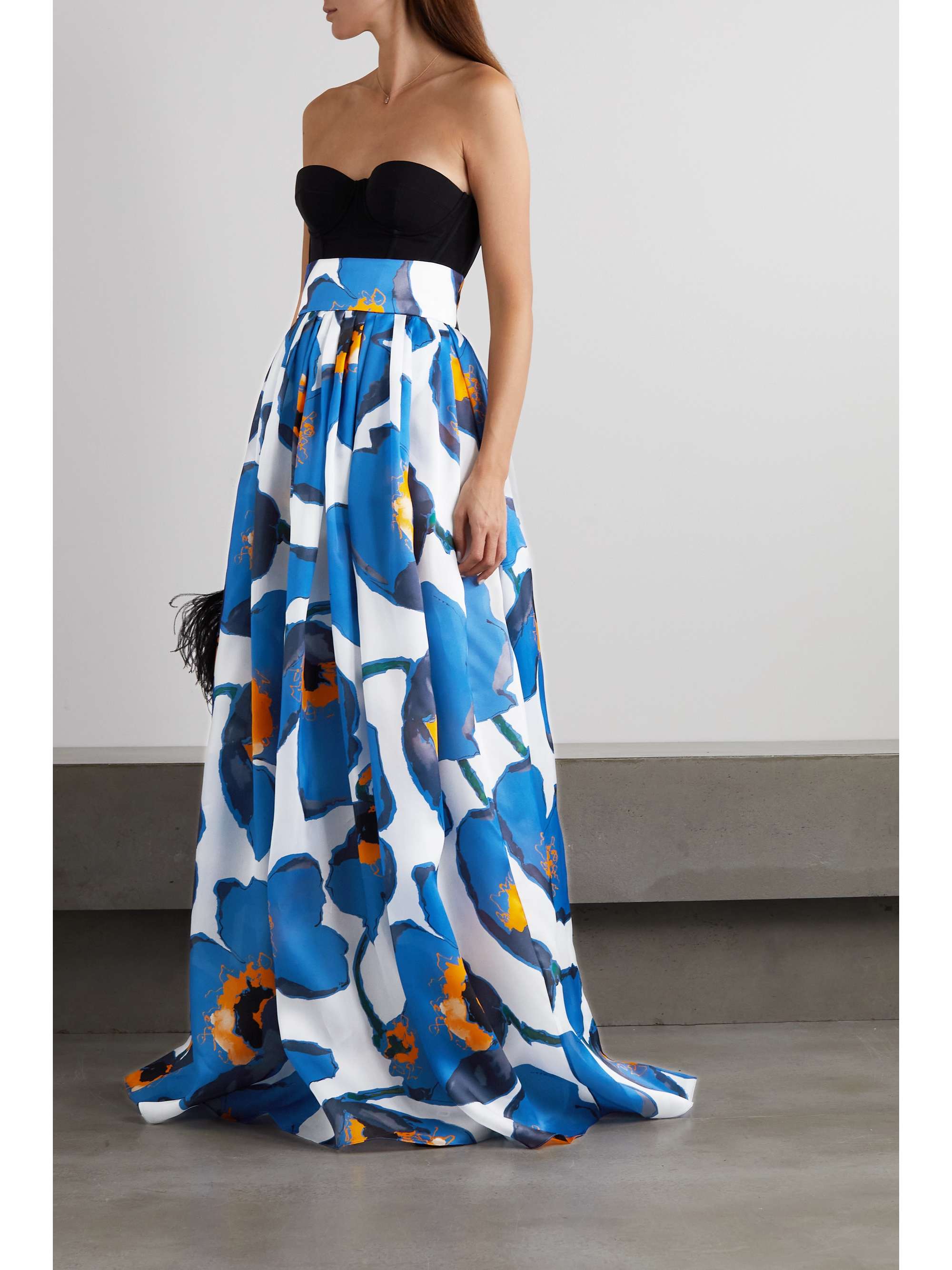 CAROLINA HERRERA Floral-print silk-chiffon maxi skirt