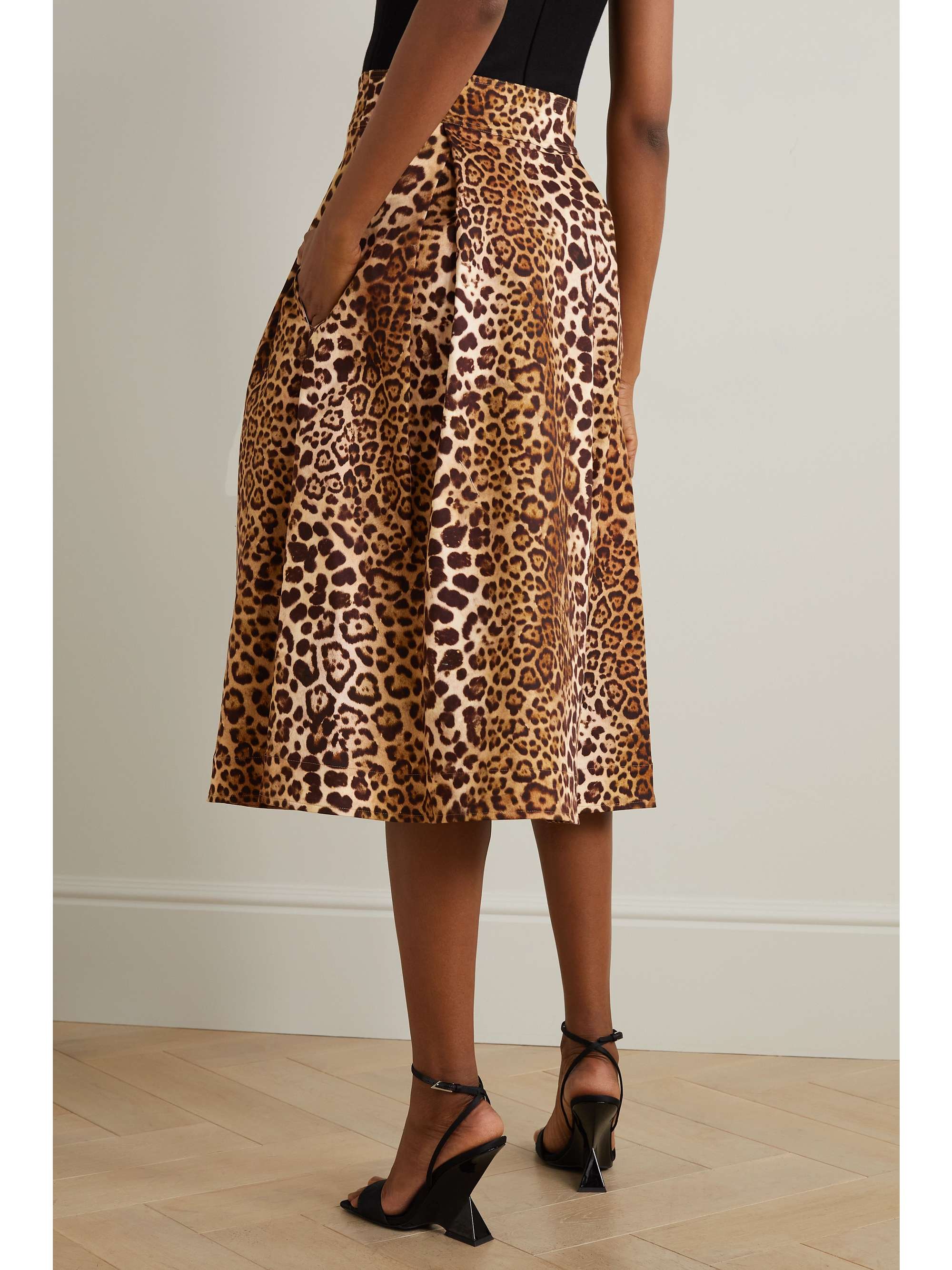 CAROLINA HERRERA Leopard-print stretch-cotton twill midi skirt