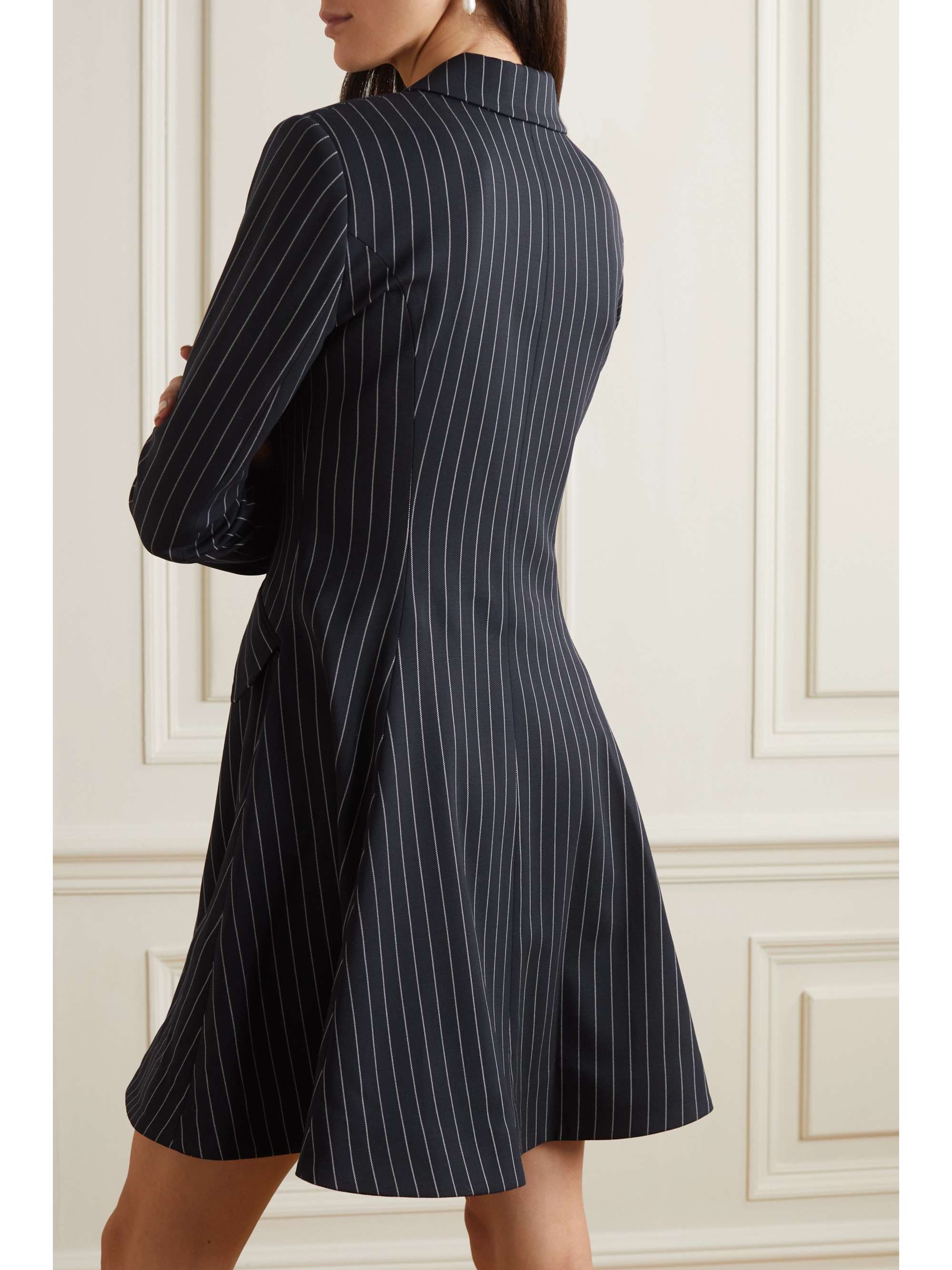 CAROLINA HERRERA Pinstriped wool-blend twill mini dress