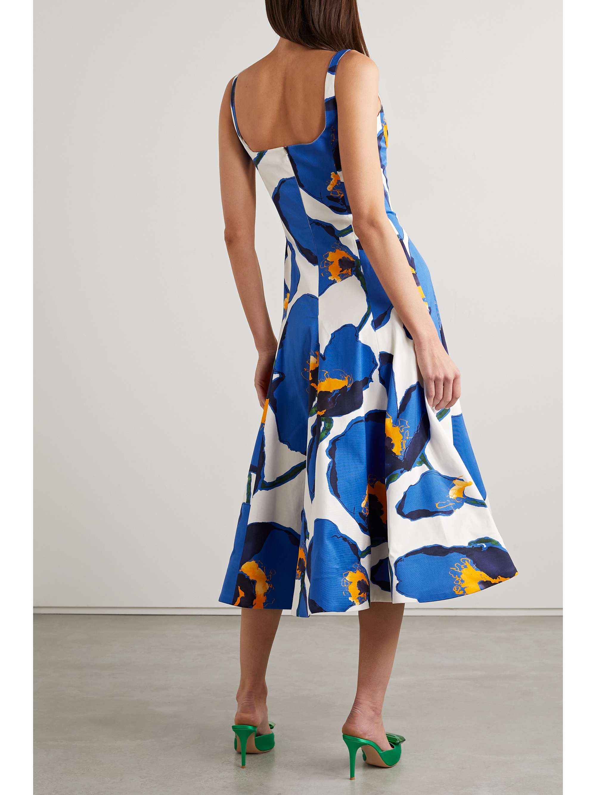 CAROLINA HERRERA Floralprint faille midi dress NETAPORTER