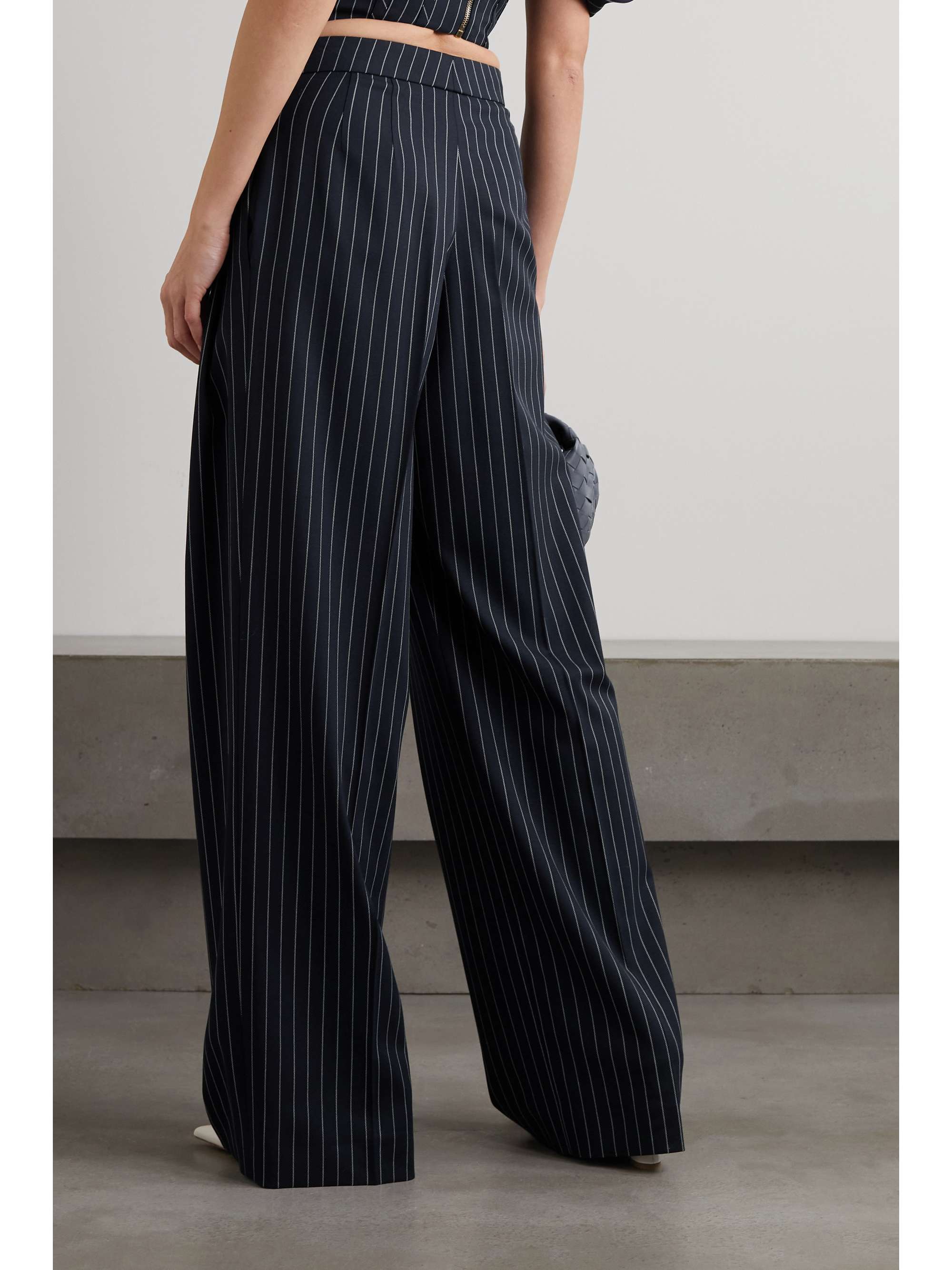 CAROLINA HERRERA Pinstriped wool-blend twill wide-leg pants