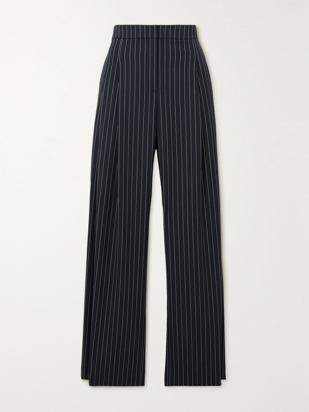 Carolina Herrera Pinstriped Wool-blend Twill Wide-leg Pants - Blue