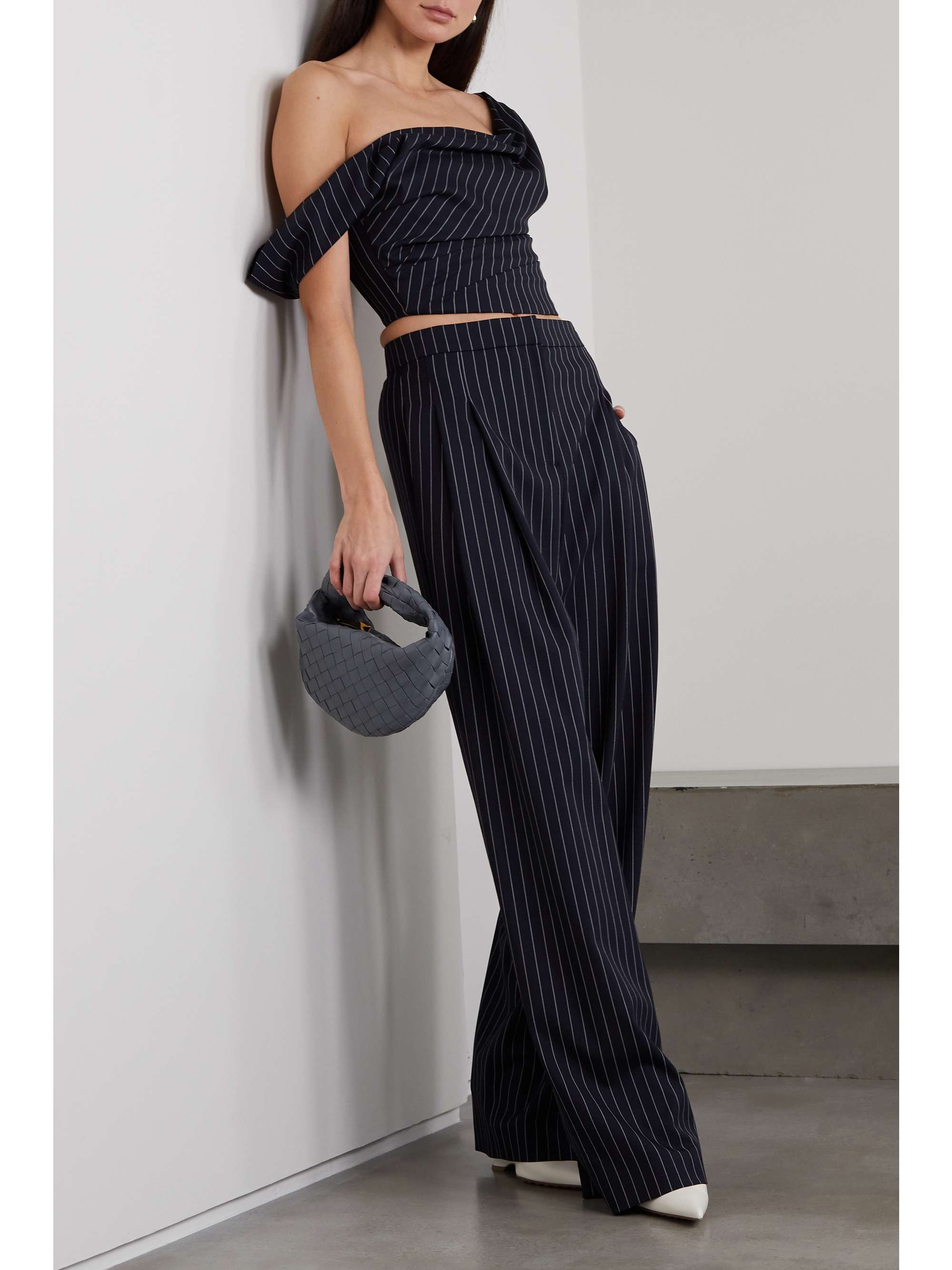 CAROLINA HERRERA Pinstriped wool-blend twill wide-leg pants