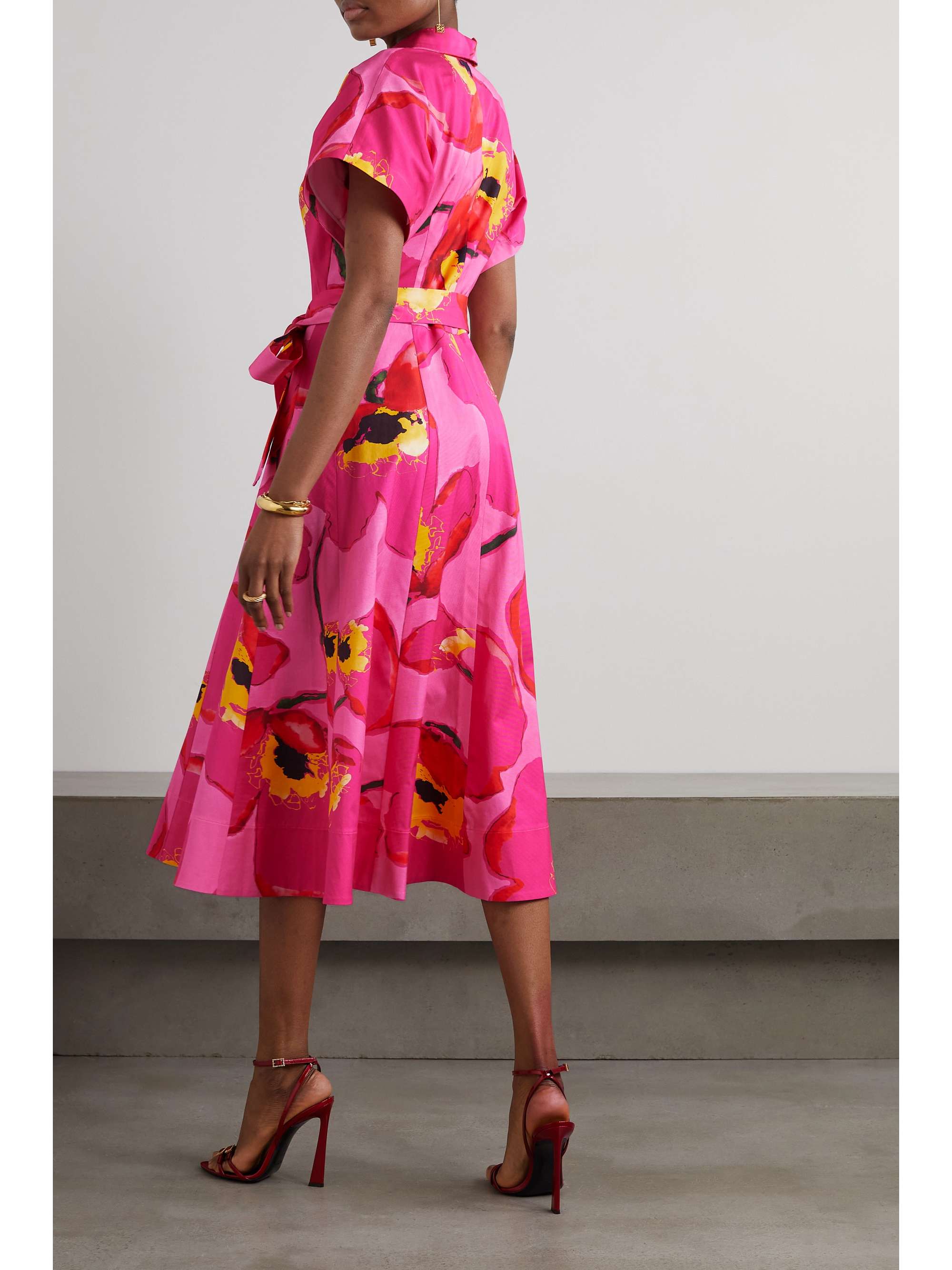 CAROLINA HERRERA Floral-print faille midi shirt dress