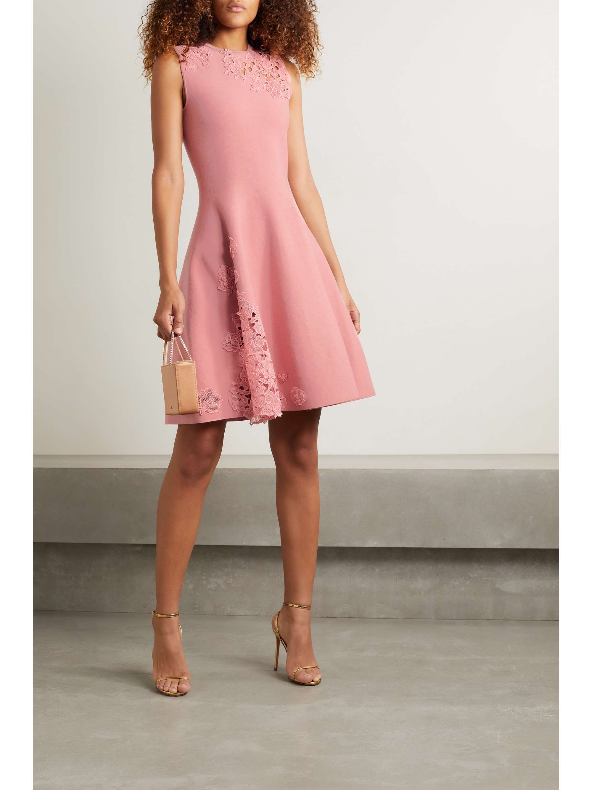 Lace-trimmed Cotton-blend Knit Dress 