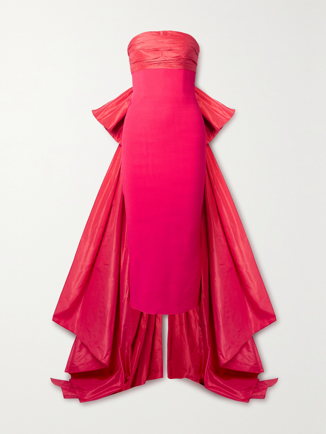 Oscar de la Renta - Bow-embellished Taffeta-trimmed Stretch-knit Gown - Red