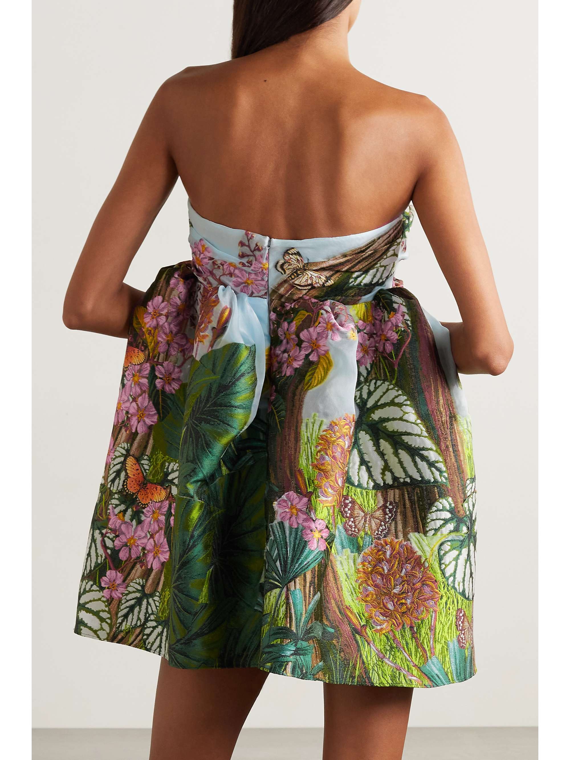 OSCAR DE LA RENTA Strapless fil coupé chiffon mini dress