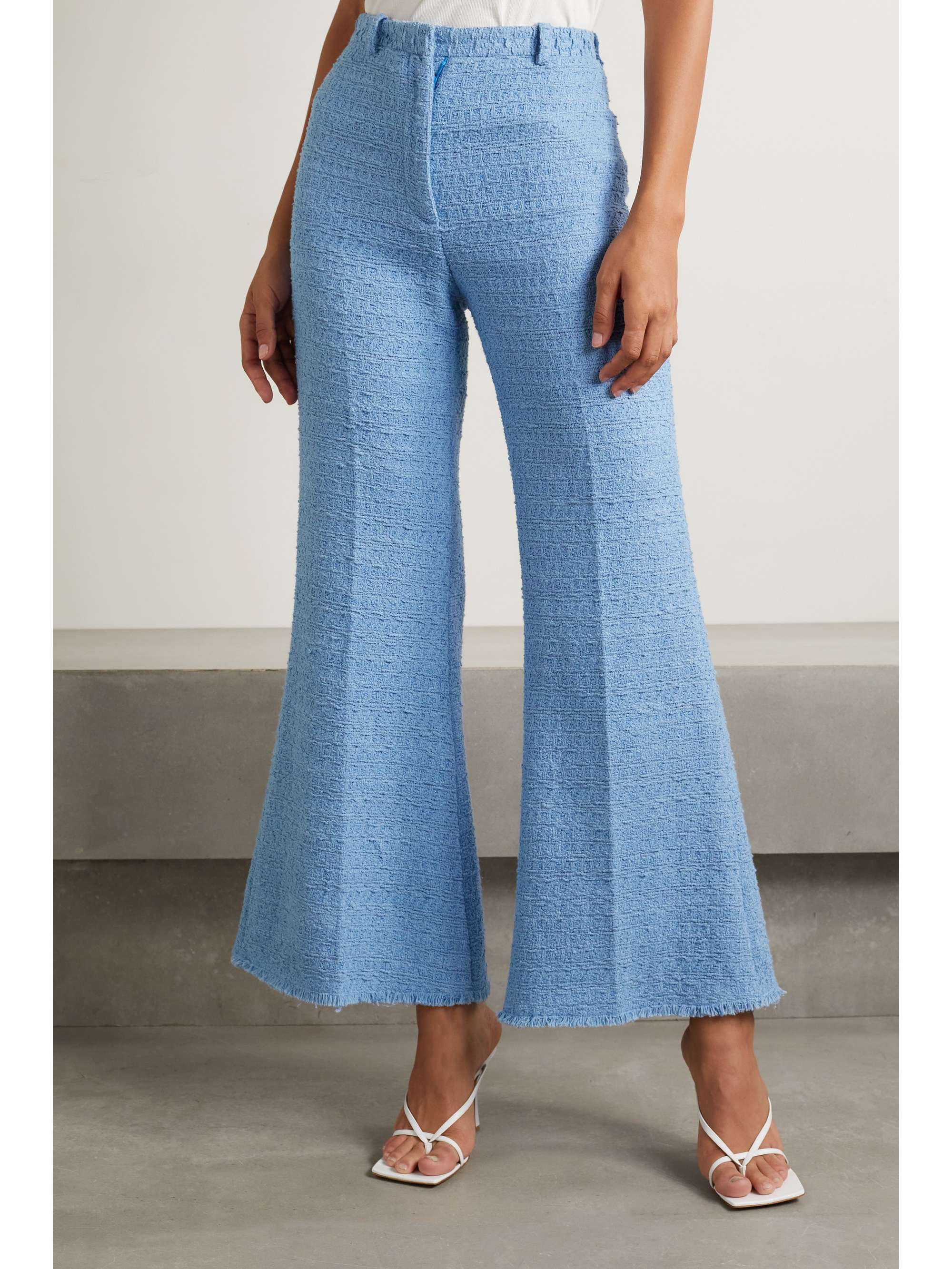 OSCAR DE LA RENTA Cotton-blend tweed flared pants