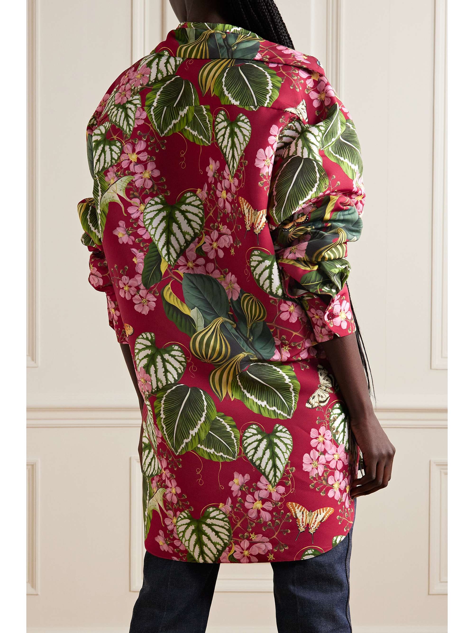 OSCAR DE LA RENTA Oversized printed faille shirt