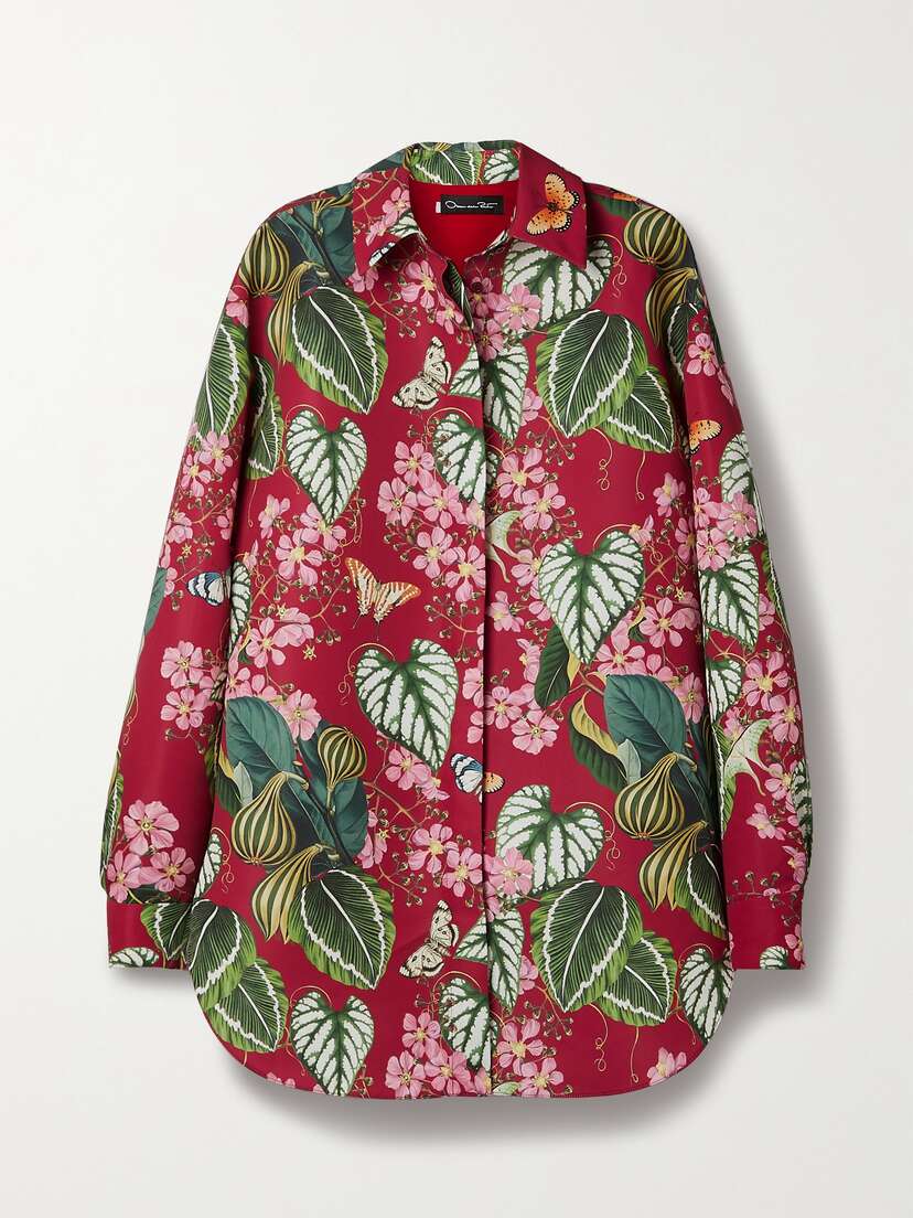 Oscar de la Renta Oversized Printed Faille Shirt
