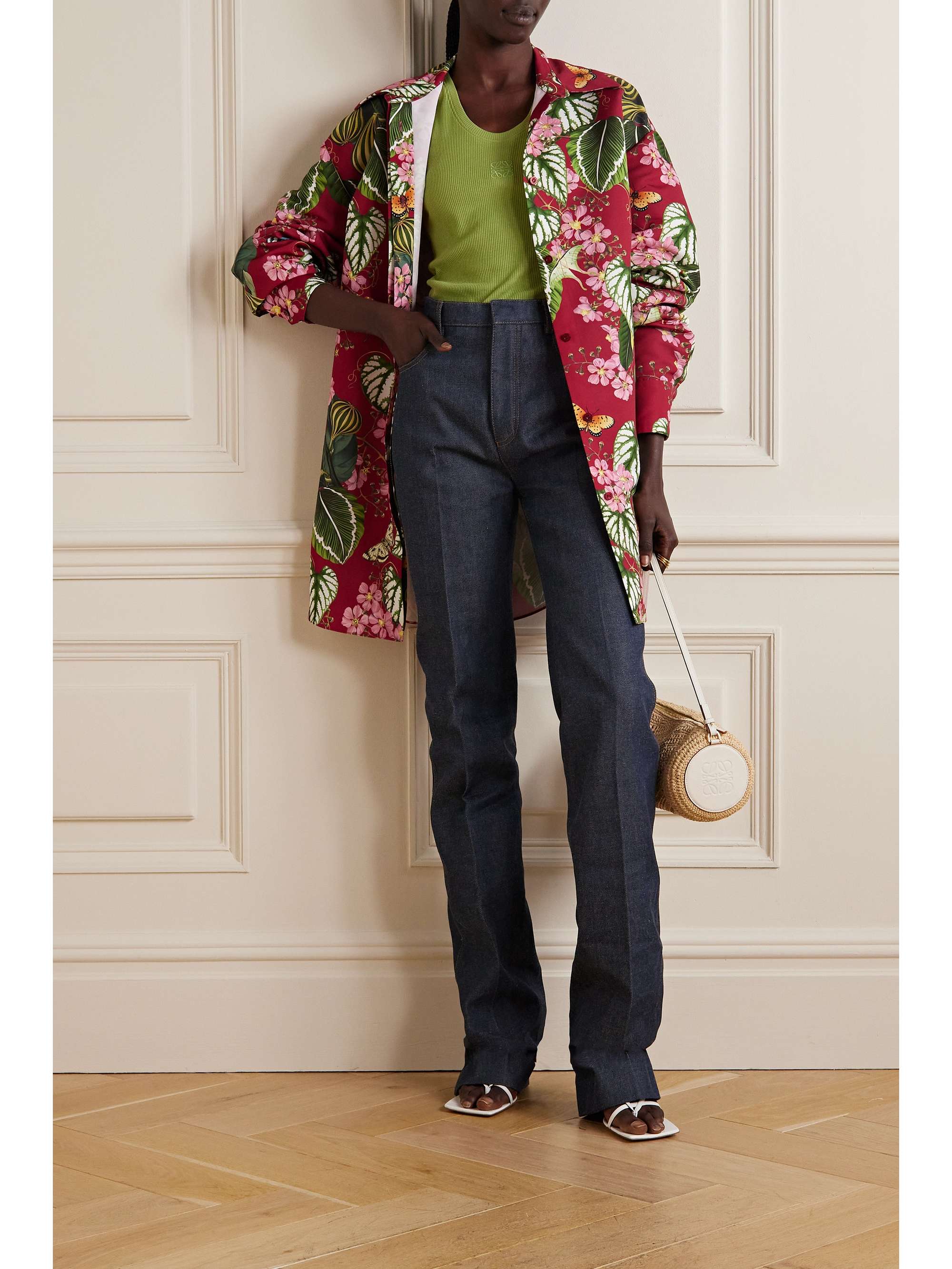OSCAR DE LA RENTA Oversized printed faille shirt