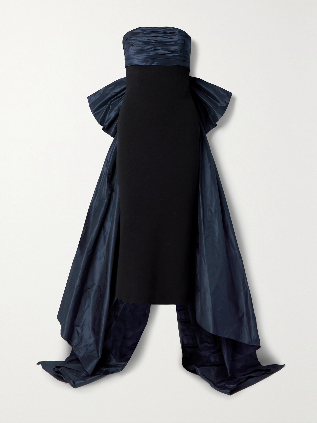 Oscar de la Renta Bow-embellished Taffeta And Stretch-knit Gown - Blue