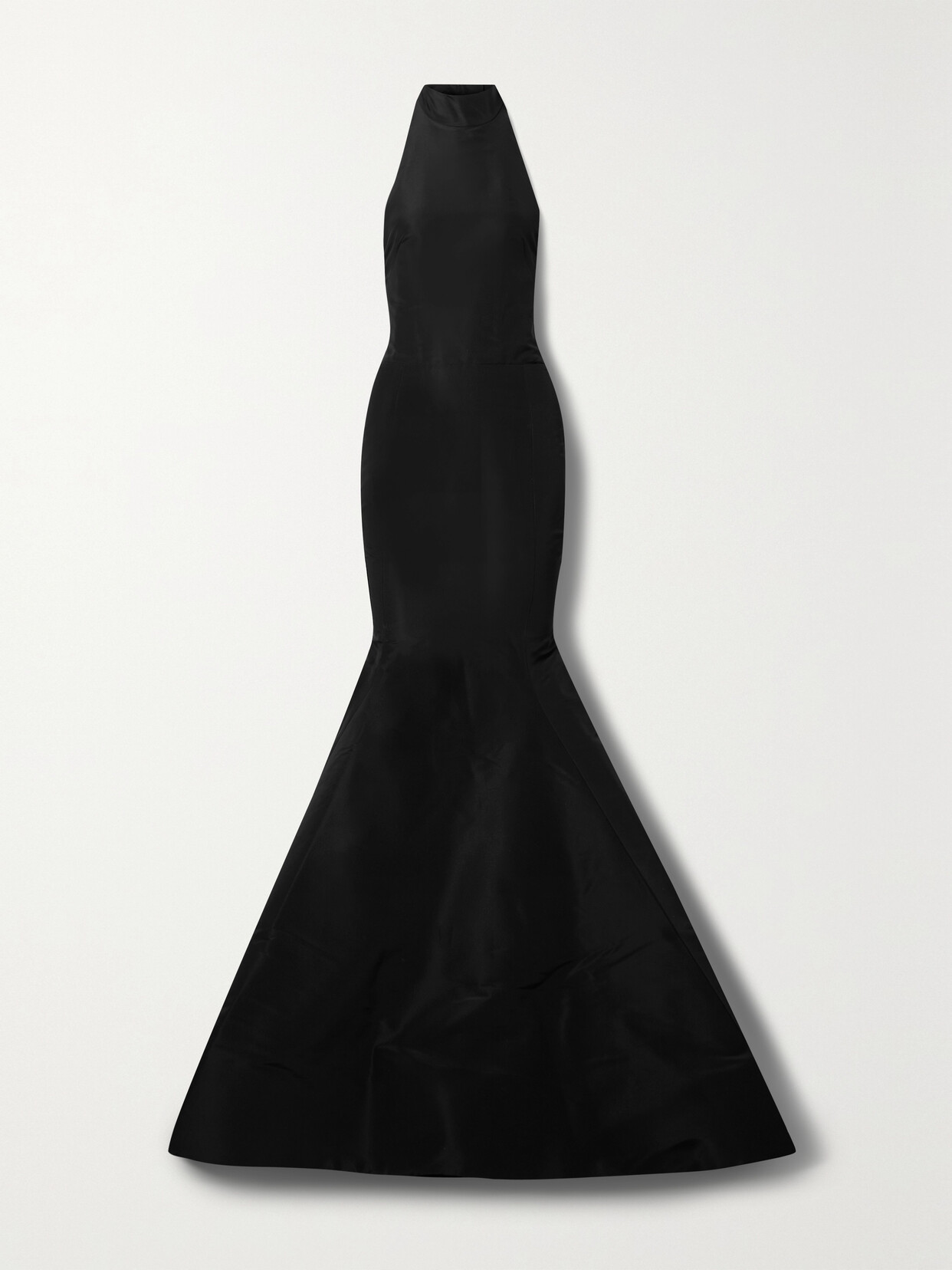 Oscar De La Renta Bow-embellished Silk-faille Halterneck Gown In Black