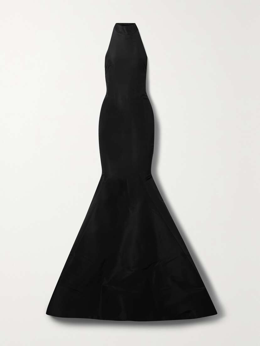 Oscar de la Renta Bow-embellished Silk-faille Halterneck Gown