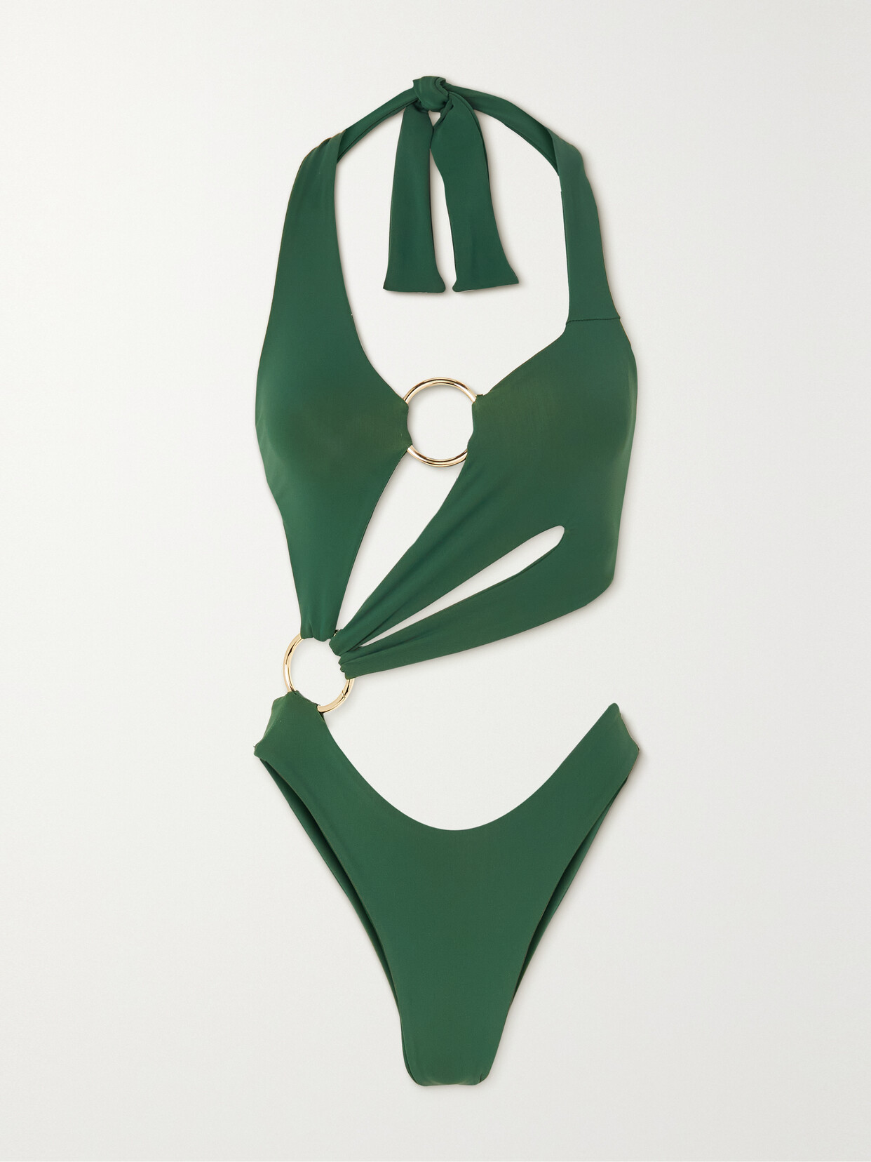 Louisa Ballou - Cutout Embellished Swimsuit - Green