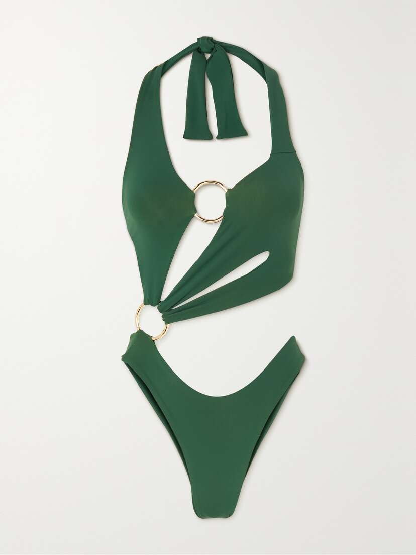 Louisa Ballou Cutout Embellished Swimsuit